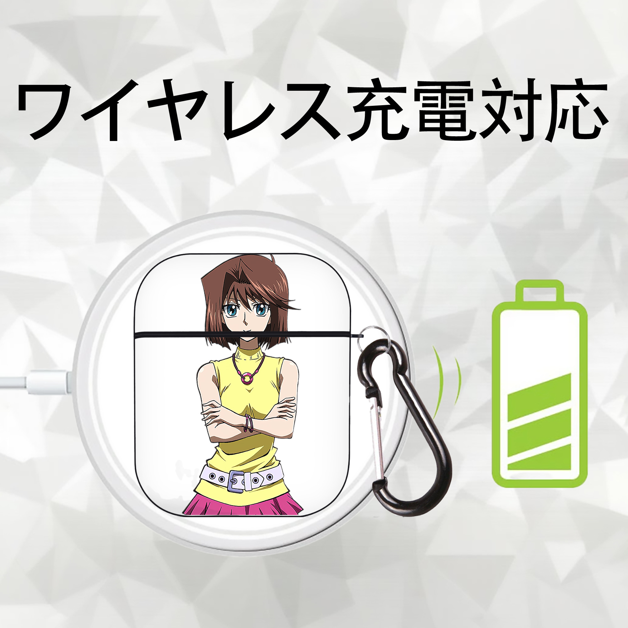 遊☆戯☆王 Yu-Gi-Oh! AirPods 第2世代保護ケース ハードシェル ブラック 耐衝撃・防指紋・カラビナ付き