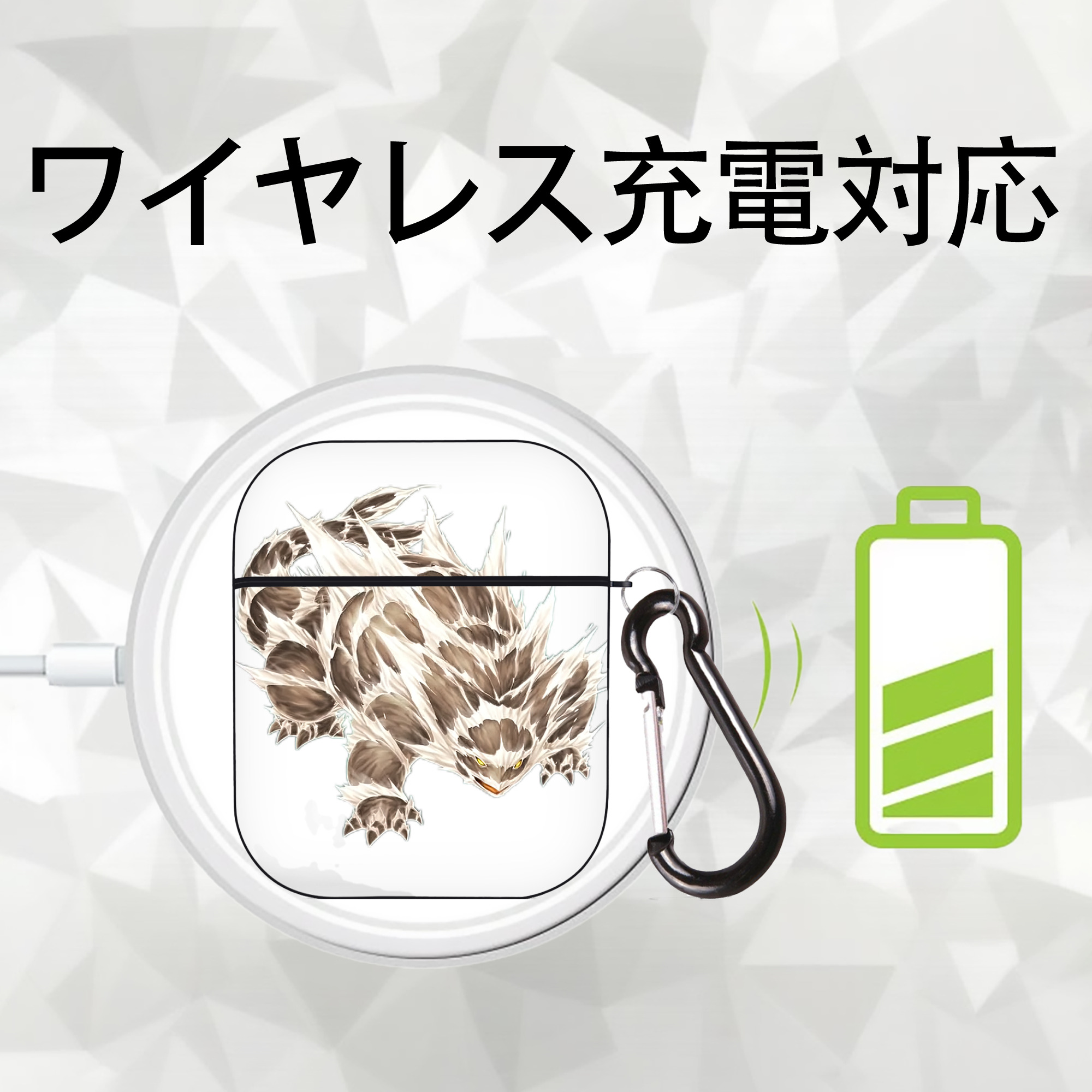 遊☆戯☆王 Yu-Gi-Oh! AirPods 第2世代保護ケース ハードシェル ブラック 耐衝撃・防指紋・カラビナ付き