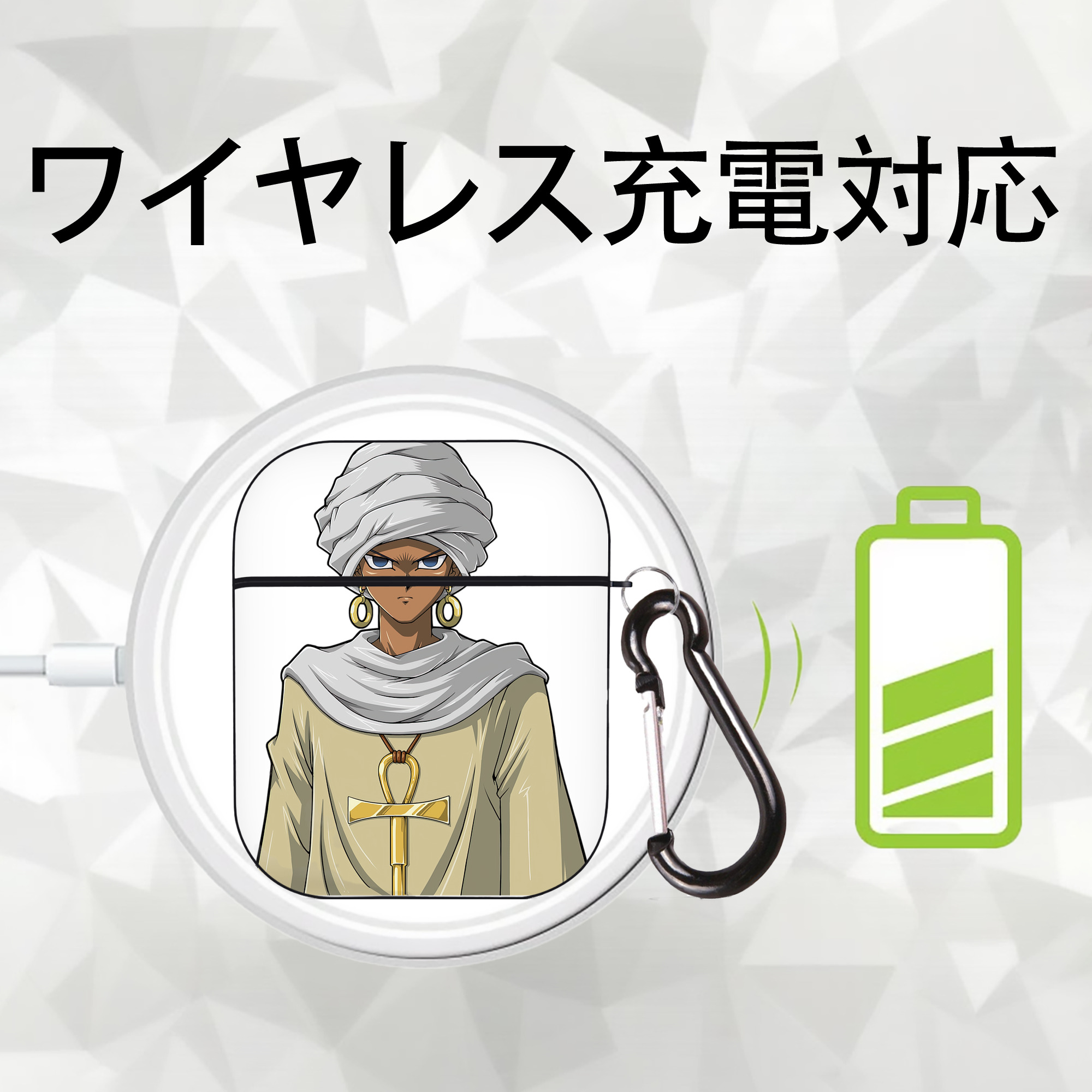 遊☆戯☆王 Yu-Gi-Oh! AirPods 第2世代保護ケース ハードシェル ブラック 耐衝撃・防指紋・カラビナ付き