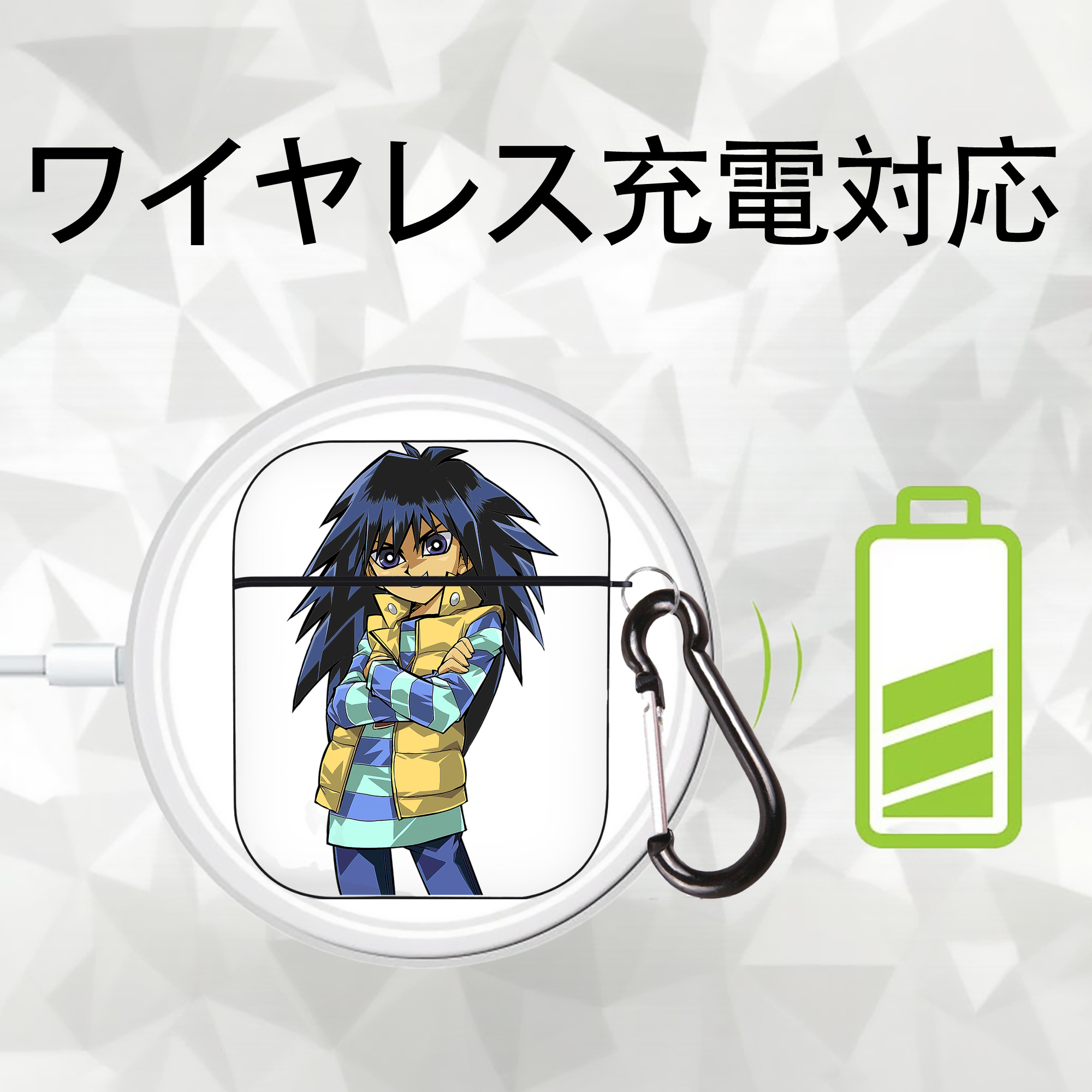 遊☆戯☆王 Yu-Gi-Oh! AirPods 第2世代保護ケース ハードシェル ブラック 耐衝撃・防指紋・カラビナ付き