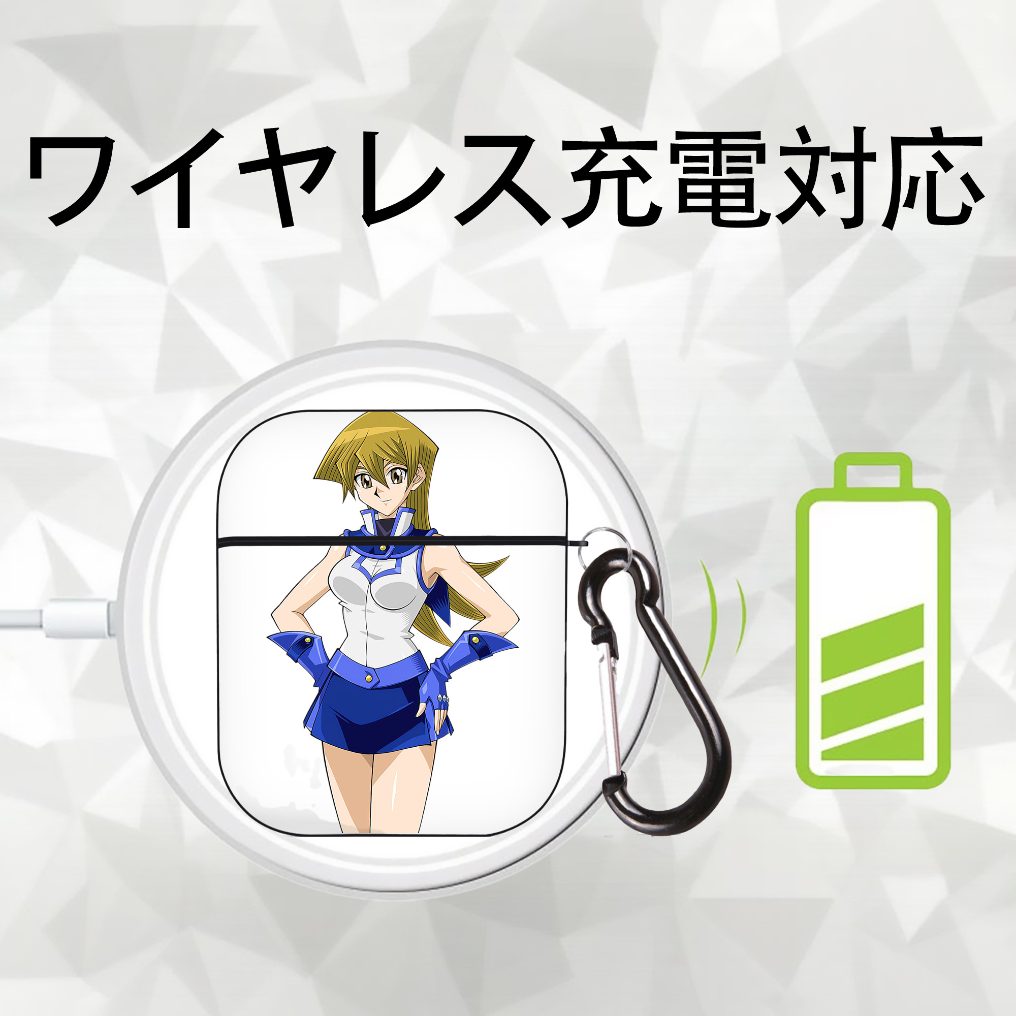 遊☆戯☆王 Yu-Gi-Oh! AirPods 第2世代保護ケース ハードシェル ブラック 耐衝撃・防指紋・カラビナ付き