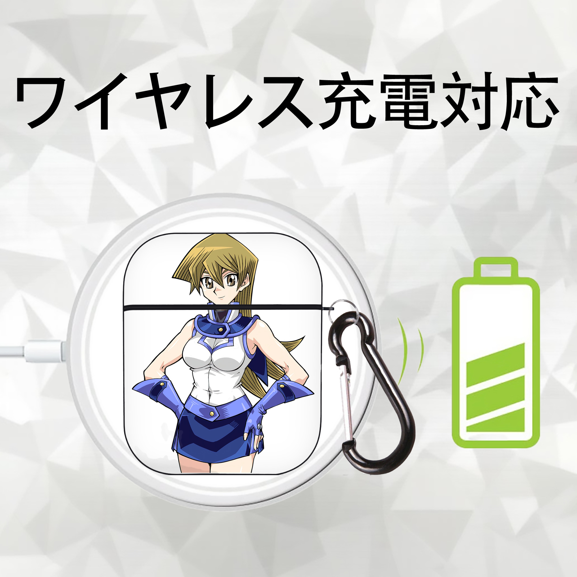 遊☆戯☆王 Yu-Gi-Oh! AirPods 第2世代保護ケース ハードシェル ブラック 耐衝撃・防指紋・カラビナ付き