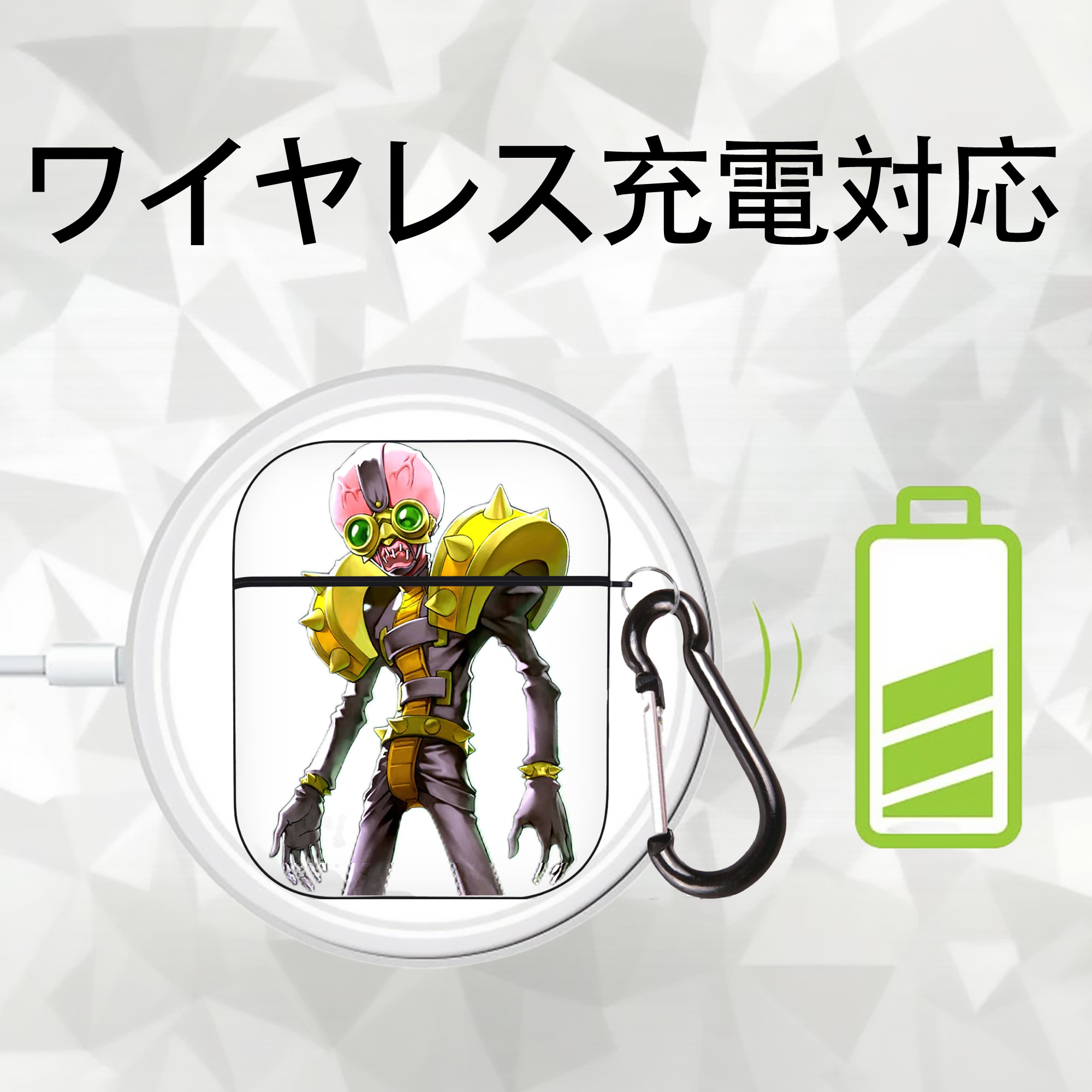 遊☆戯☆王 Yu-Gi-Oh! AirPods 第2世代保護ケース ハードシェル ブラック 耐衝撃・防指紋・カラビナ付き