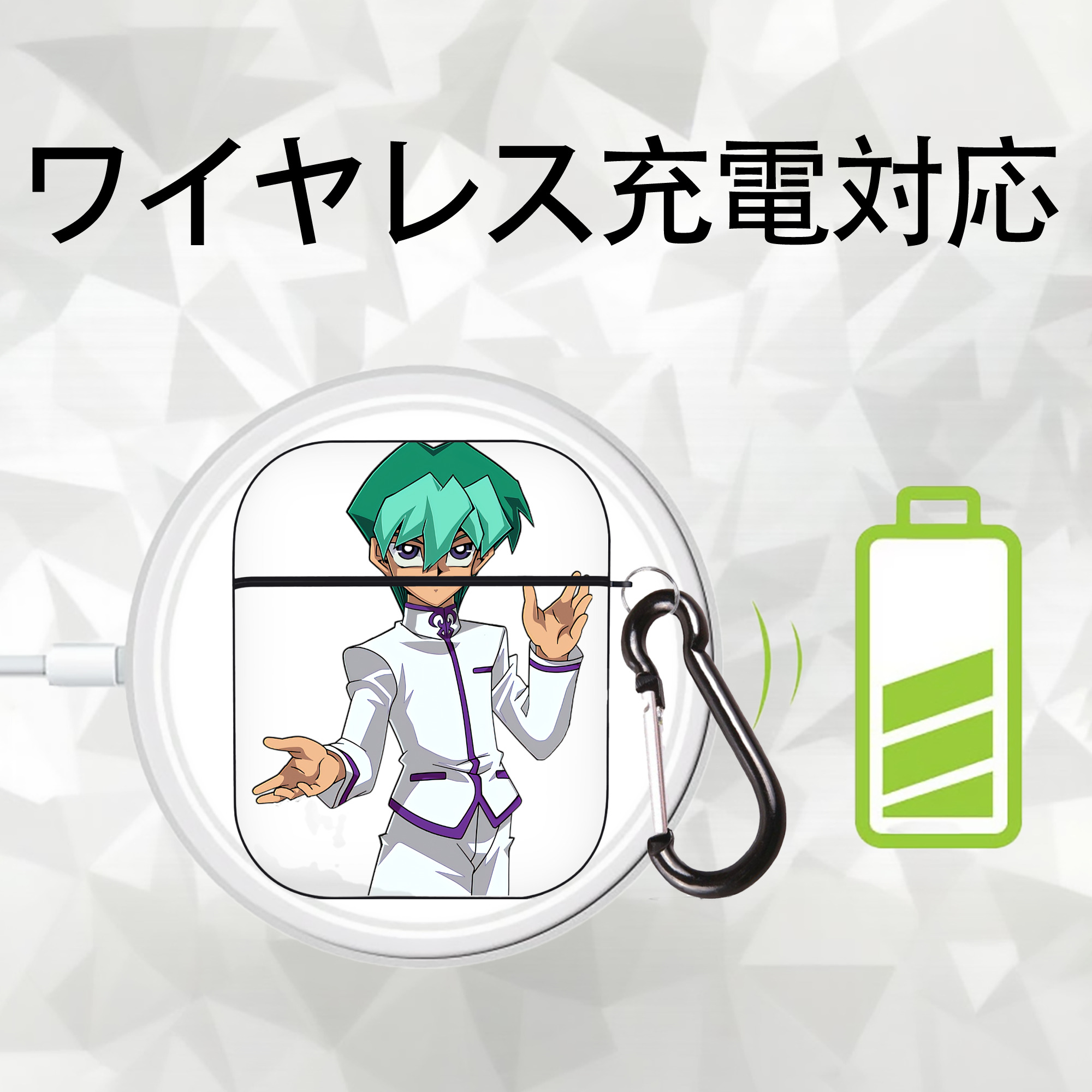 遊☆戯☆王 Yu-Gi-Oh! AirPods 第2世代保護ケース ハードシェル ブラック 耐衝撃・防指紋・カラビナ付き