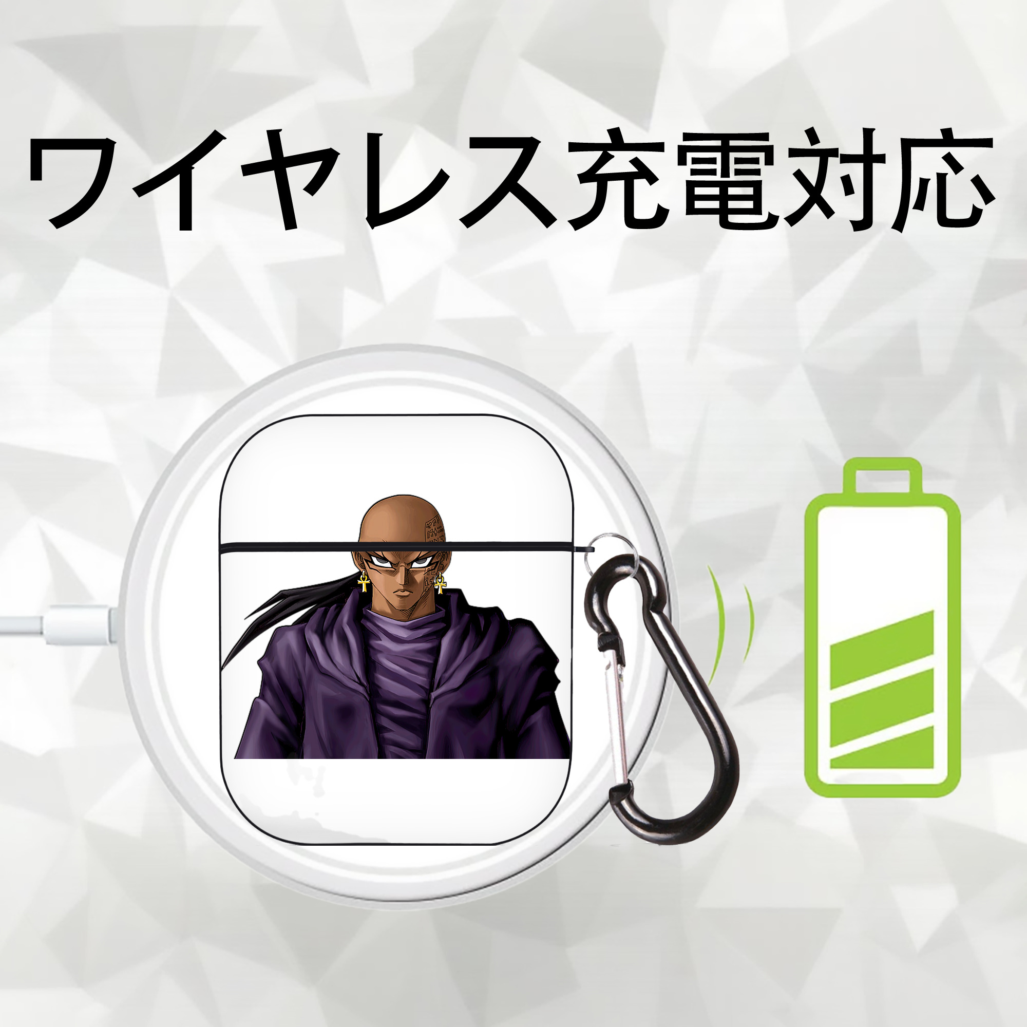 遊☆戯☆王 Yu-Gi-Oh! AirPods 第2世代保護ケース ハードシェル ブラック 耐衝撃・防指紋・カラビナ付き
