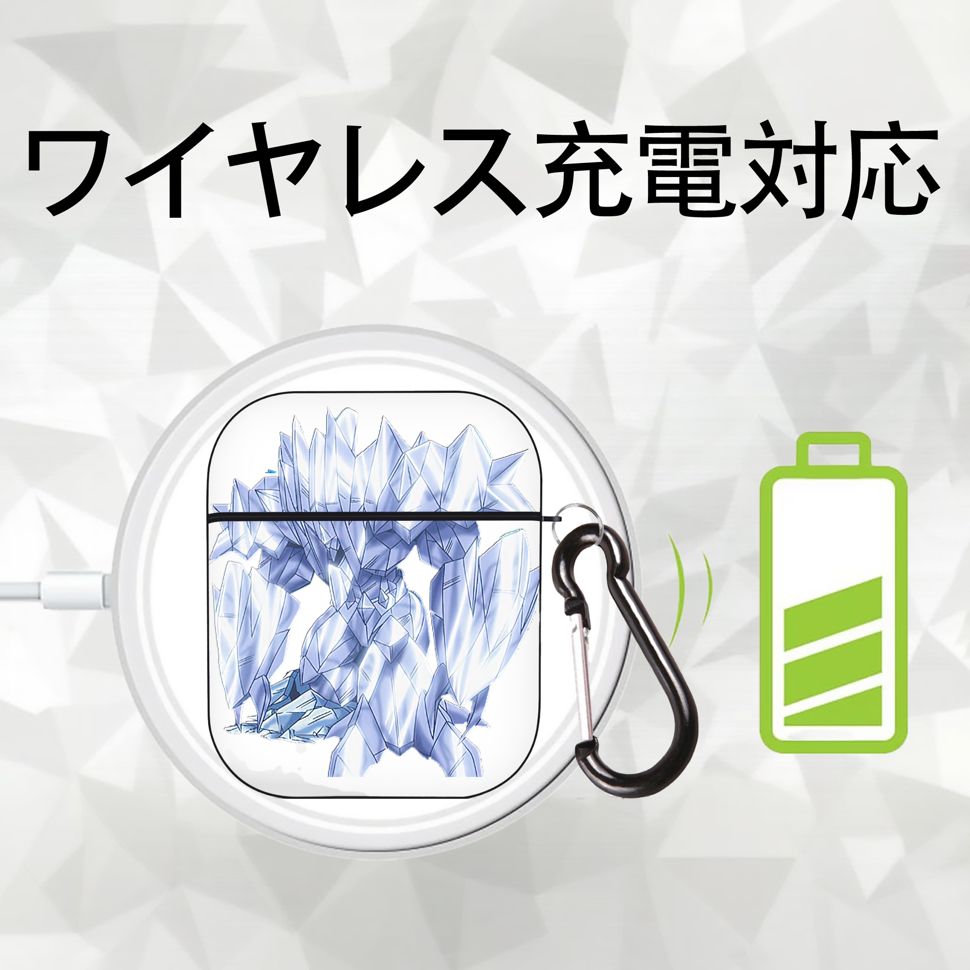 遊☆戯☆王 Yu-Gi-Oh! AirPods 第2世代保護ケース ハードシェル ブラック 耐衝撃・防指紋・カラビナ付き