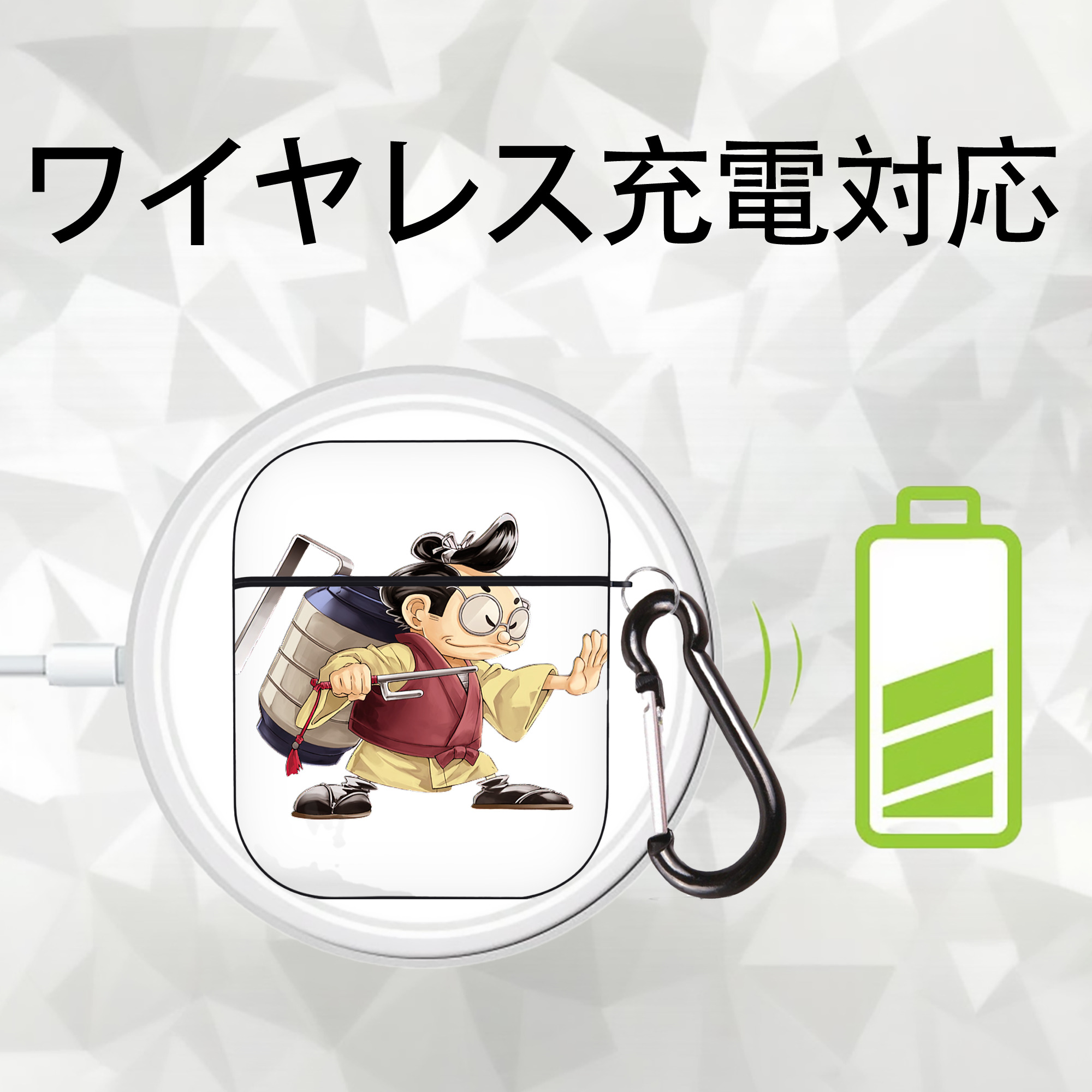 遊☆戯☆王 Yu-Gi-Oh! AirPods 第2世代保護ケース ハードシェル ブラック 耐衝撃・防指紋・カラビナ付き
