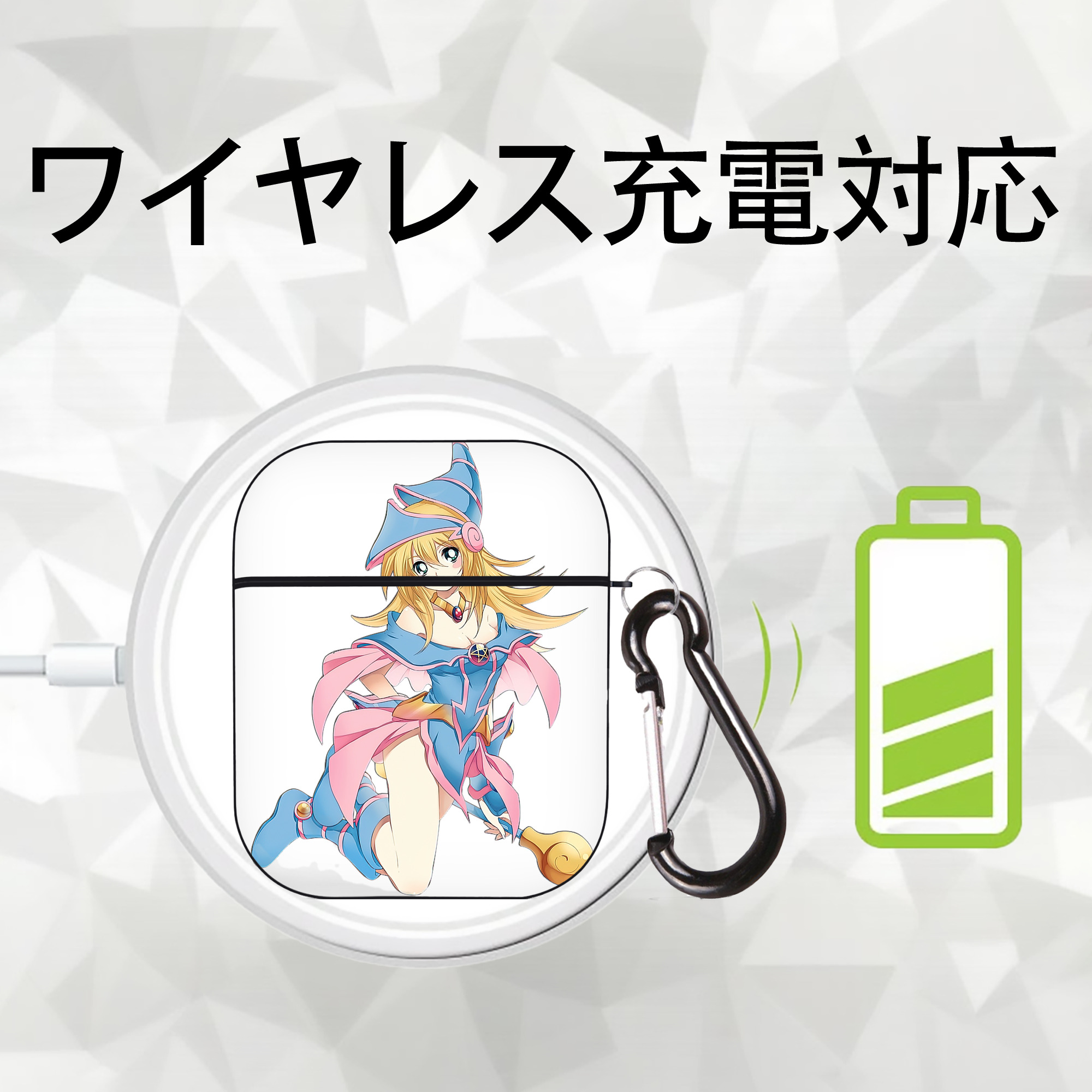 遊☆戯☆王 Yu-Gi-Oh! AirPods 第2世代保護ケース ハードシェル ブラック 耐衝撃・防指紋・カラビナ付き