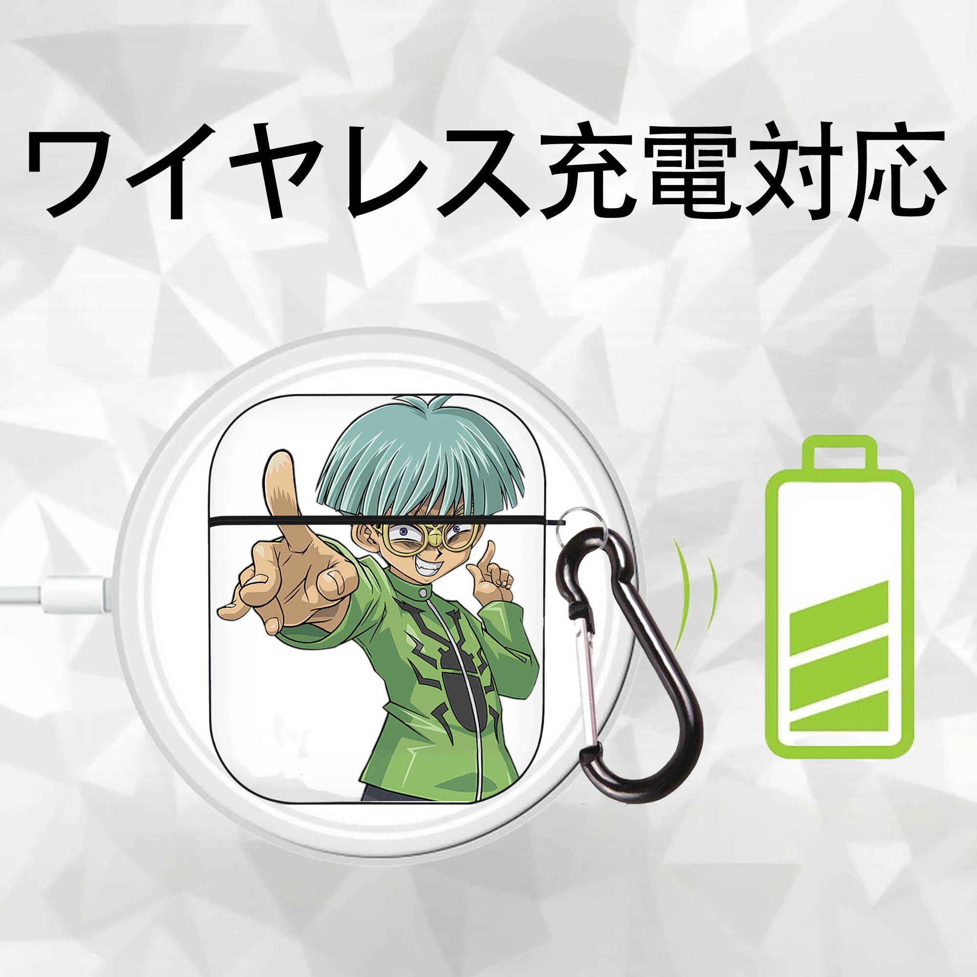 遊☆戯☆王 Yu-Gi-Oh! AirPods 第2世代保護ケース ハードシェル ブラック 耐衝撃・防指紋・カラビナ付き