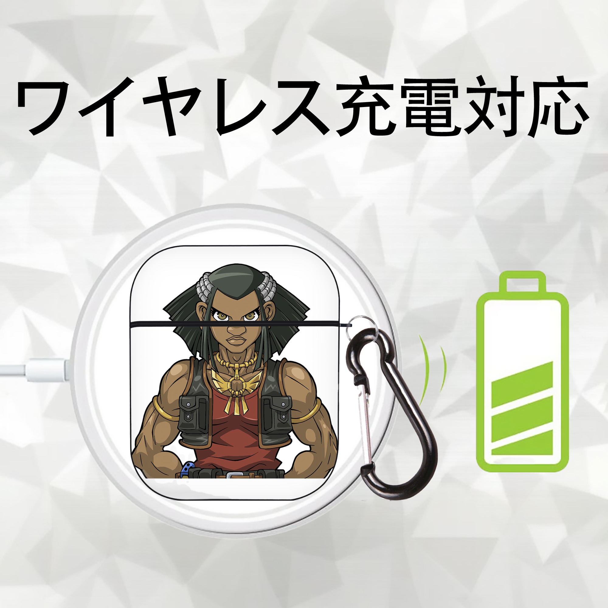 遊☆戯☆王 Yu-Gi-Oh! AirPods 第2世代保護ケース ハードシェル ブラック 耐衝撃・防指紋・カラビナ付き