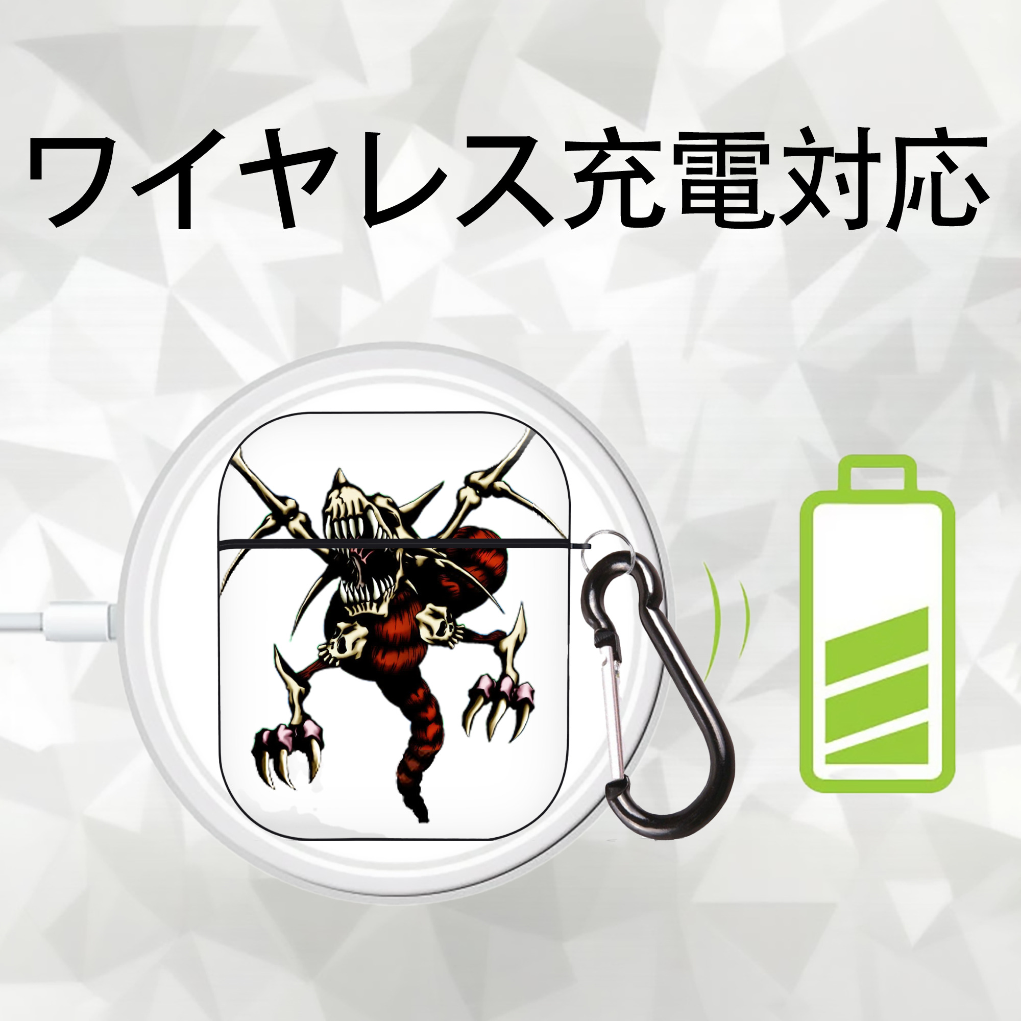遊☆戯☆王 Yu-Gi-Oh! AirPods 第2世代保護ケース ハードシェル ブラック 耐衝撃・防指紋・カラビナ付き