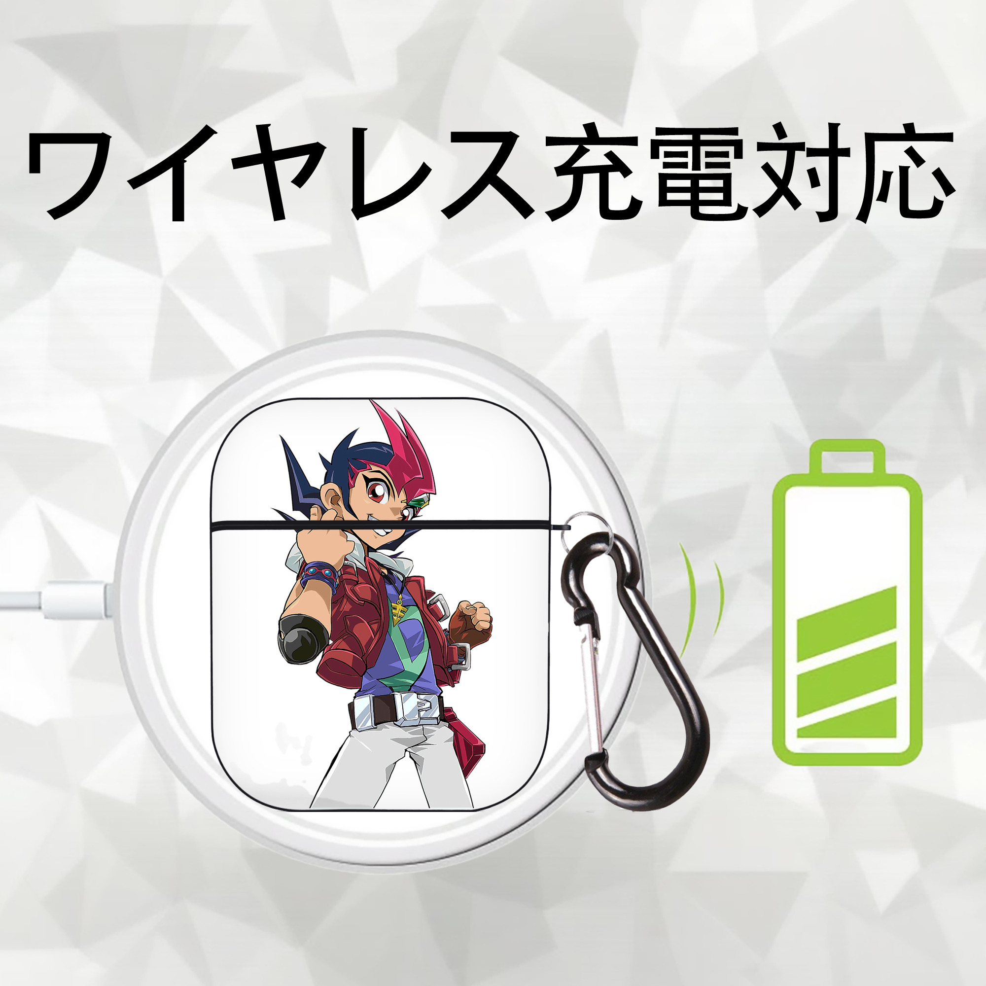 遊☆戯☆王 Yu-Gi-Oh! AirPods 第2世代保護ケース ハードシェル ブラック 耐衝撃・防指紋・カラビナ付き