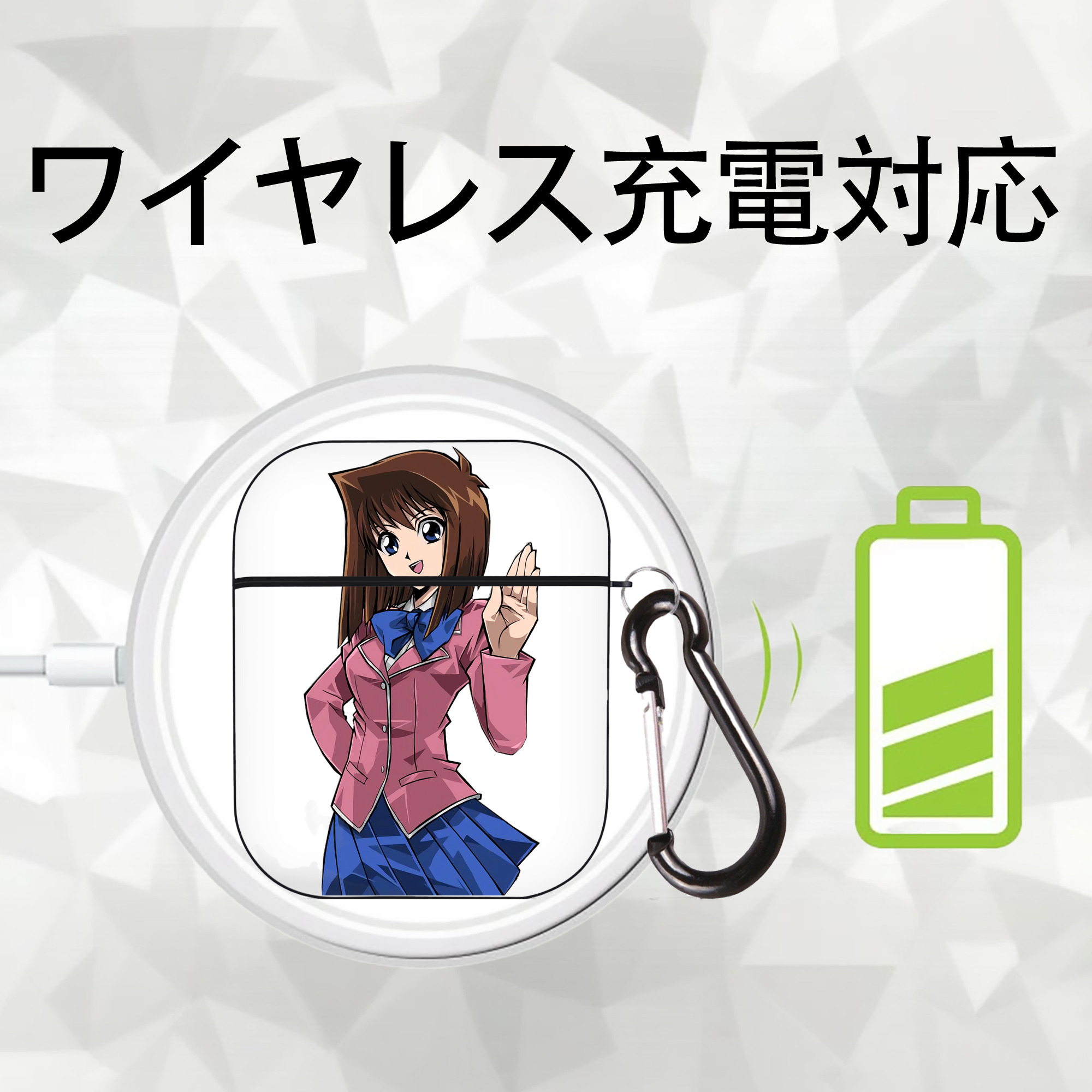 遊☆戯☆王 Yu-Gi-Oh! AirPods 第2世代保護ケース ハードシェル ブラック 耐衝撃・防指紋・カラビナ付き