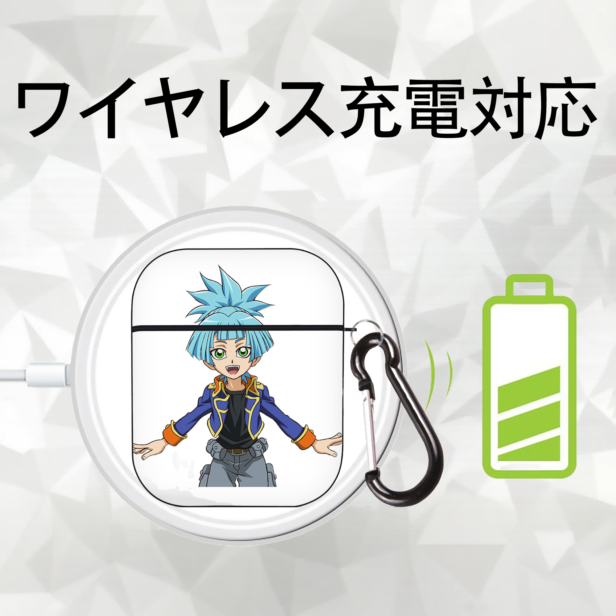 遊☆戯☆王 Yu-Gi-Oh! AirPods 第2世代保護ケース ハードシェル ブラック 耐衝撃・防指紋・カラビナ付き