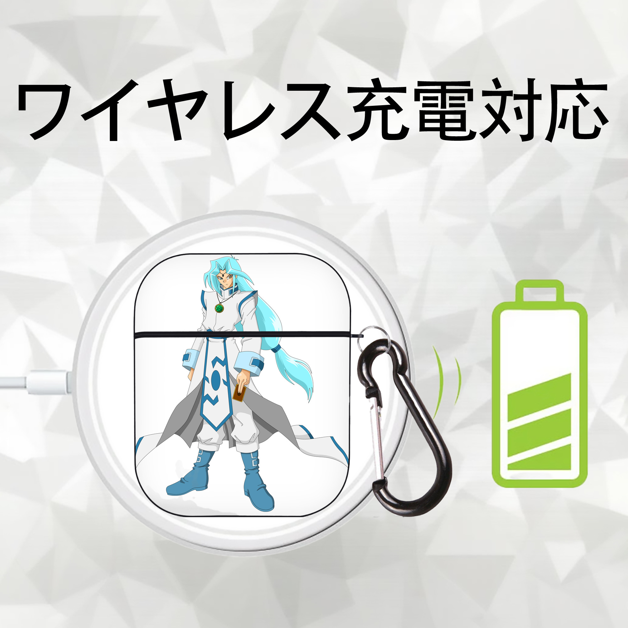 遊☆戯☆王 Yu-Gi-Oh! AirPods 第2世代保護ケース ハードシェル ブラック 耐衝撃・防指紋・カラビナ付き
