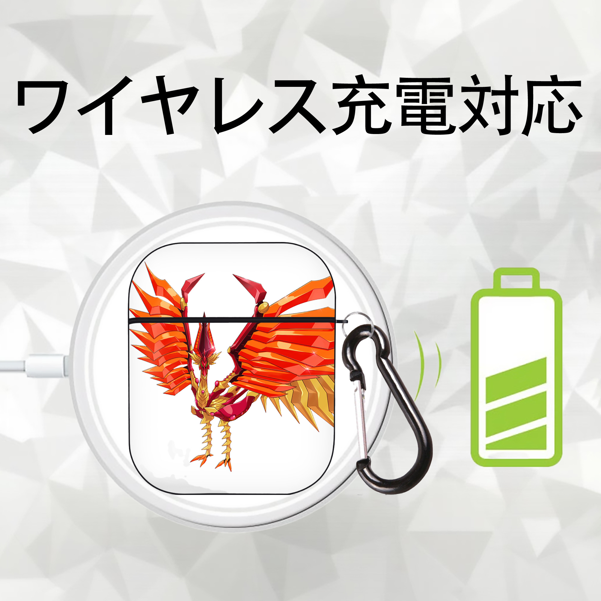 遊☆戯☆王 Yu-Gi-Oh! AirPods 第2世代保護ケース ハードシェル ブラック 耐衝撃・防指紋・カラビナ付き
