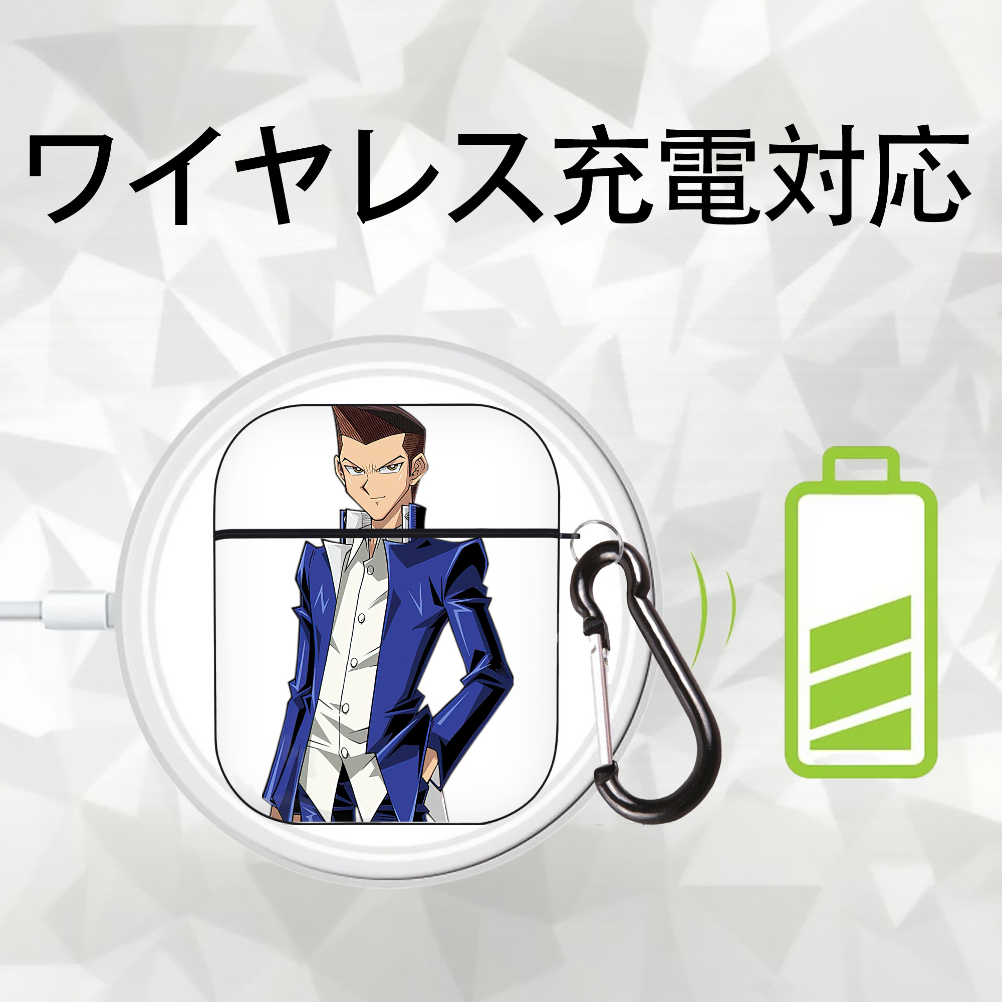 遊☆戯☆王 Yu-Gi-Oh! AirPods 第2世代保護ケース ハードシェル ブラック 耐衝撃・防指紋・カラビナ付き