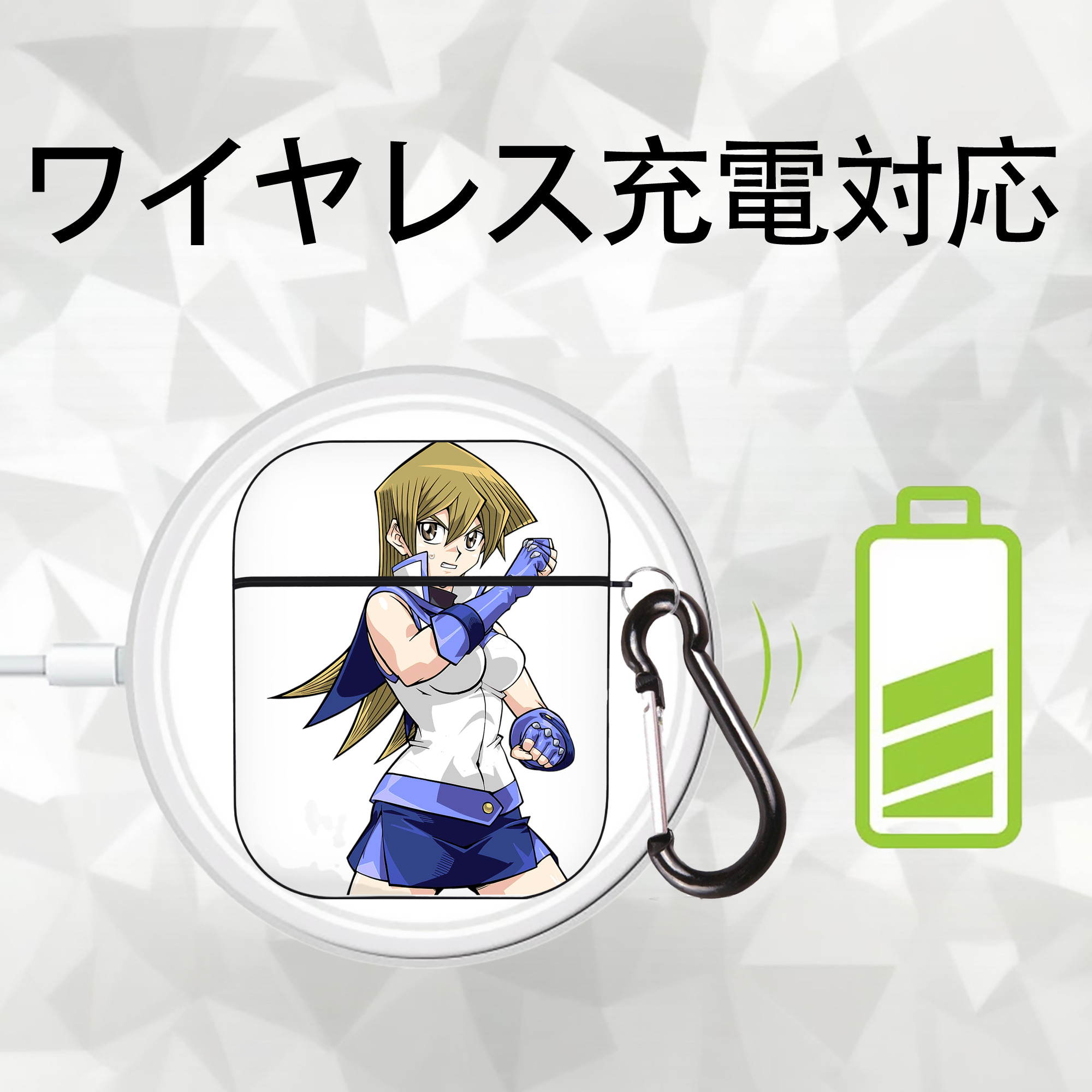 遊☆戯☆王 Yu-Gi-Oh! AirPods 第2世代保護ケース ハードシェル ブラック 耐衝撃・防指紋・カラビナ付き