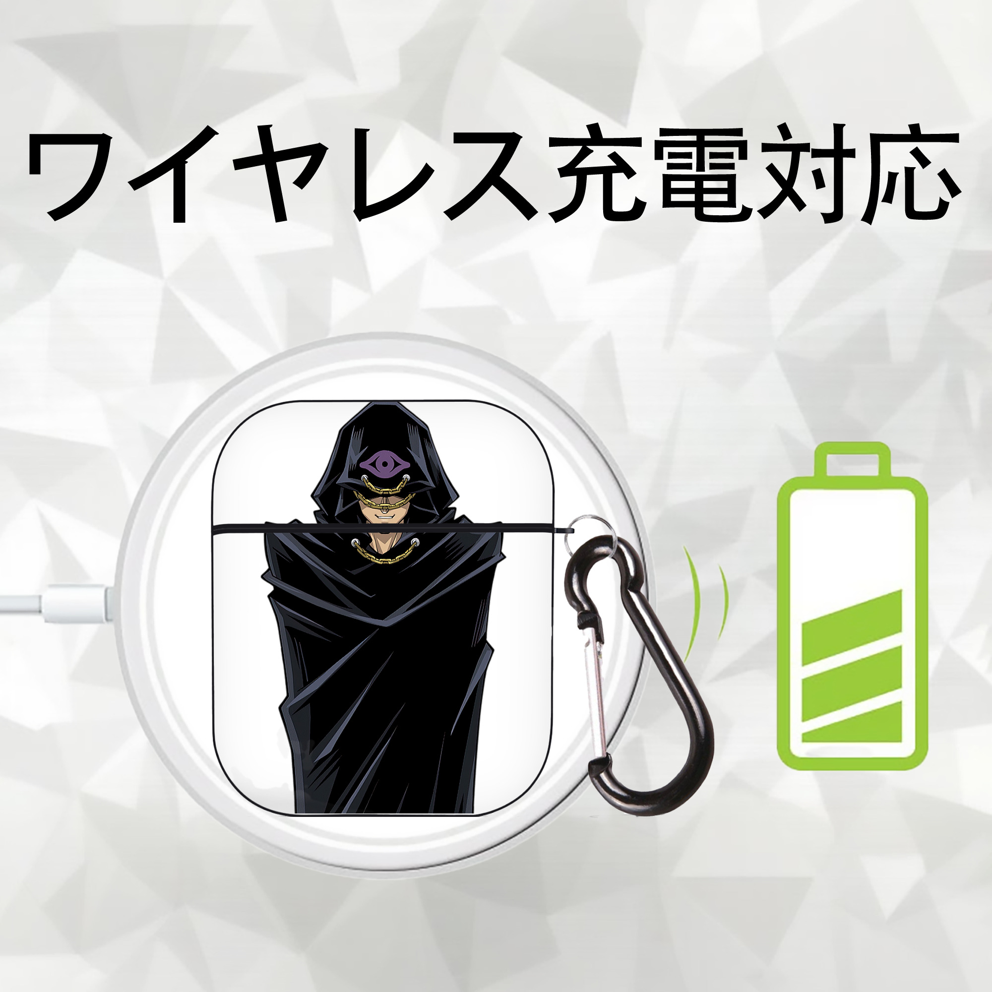 遊☆戯☆王 Yu-Gi-Oh! AirPods 第2世代保護ケース ハードシェル ブラック 耐衝撃・防指紋・カラビナ付き
