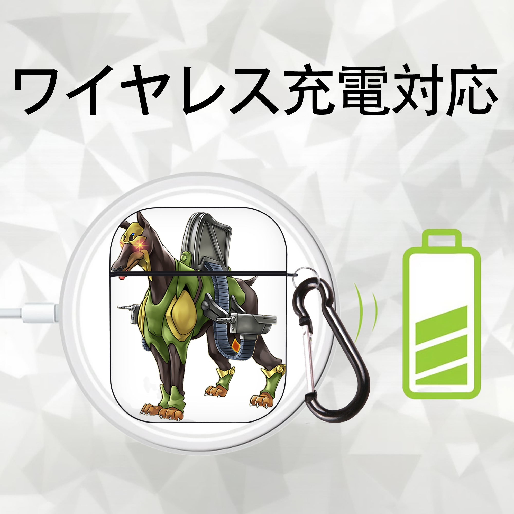 遊☆戯☆王 Yu-Gi-Oh! AirPods 第2世代保護ケース ハードシェル ブラック 耐衝撃・防指紋・カラビナ付き
