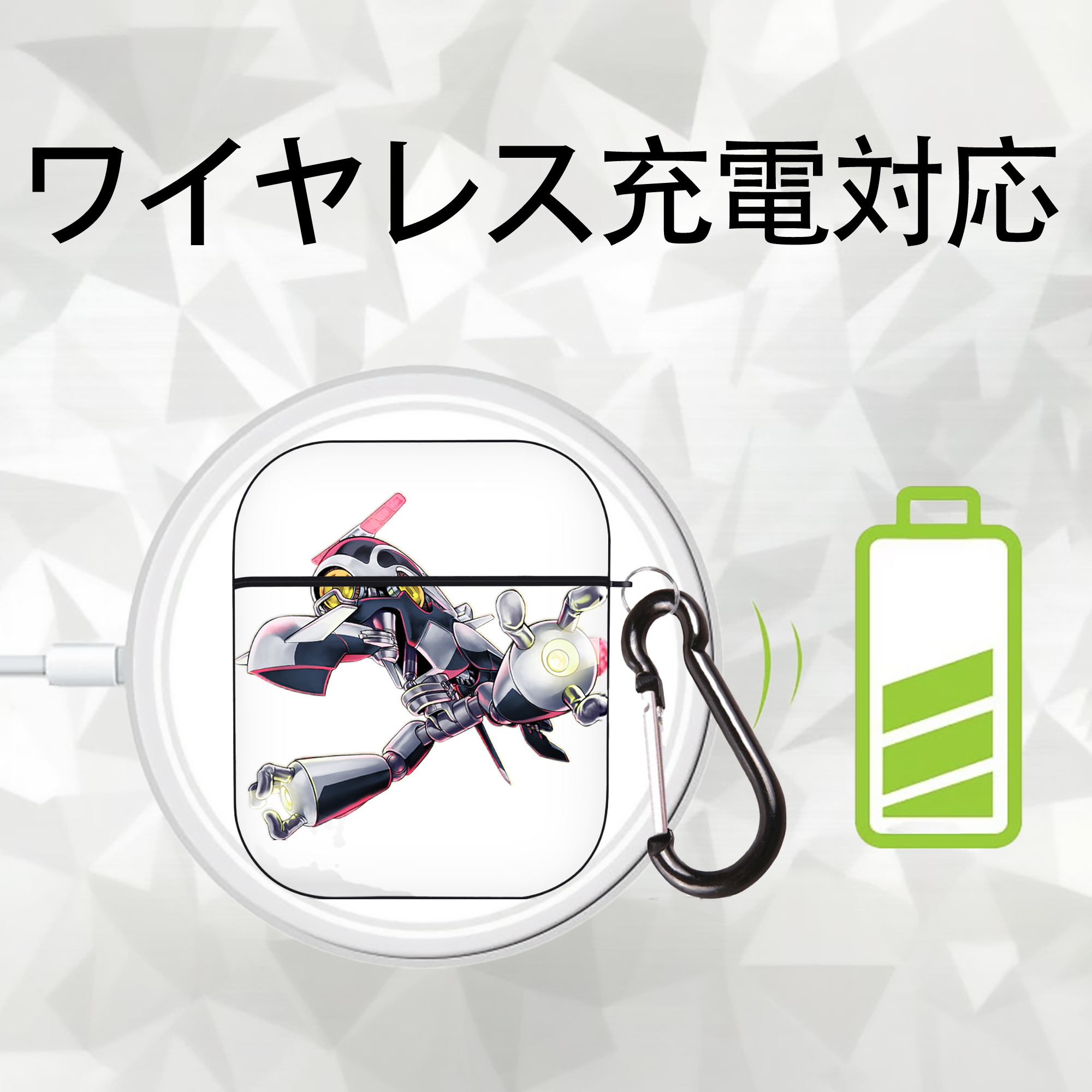 遊☆戯☆王 Yu-Gi-Oh! AirPods 第2世代保護ケース ハードシェル ブラック 耐衝撃・防指紋・カラビナ付き