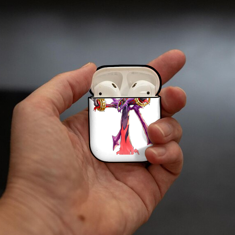 遊☆戯☆王 Yu-Gi-Oh! AirPods 第2世代保護ケース ハードシェル ブラック 耐衝撃・防指紋・カラビナ付き