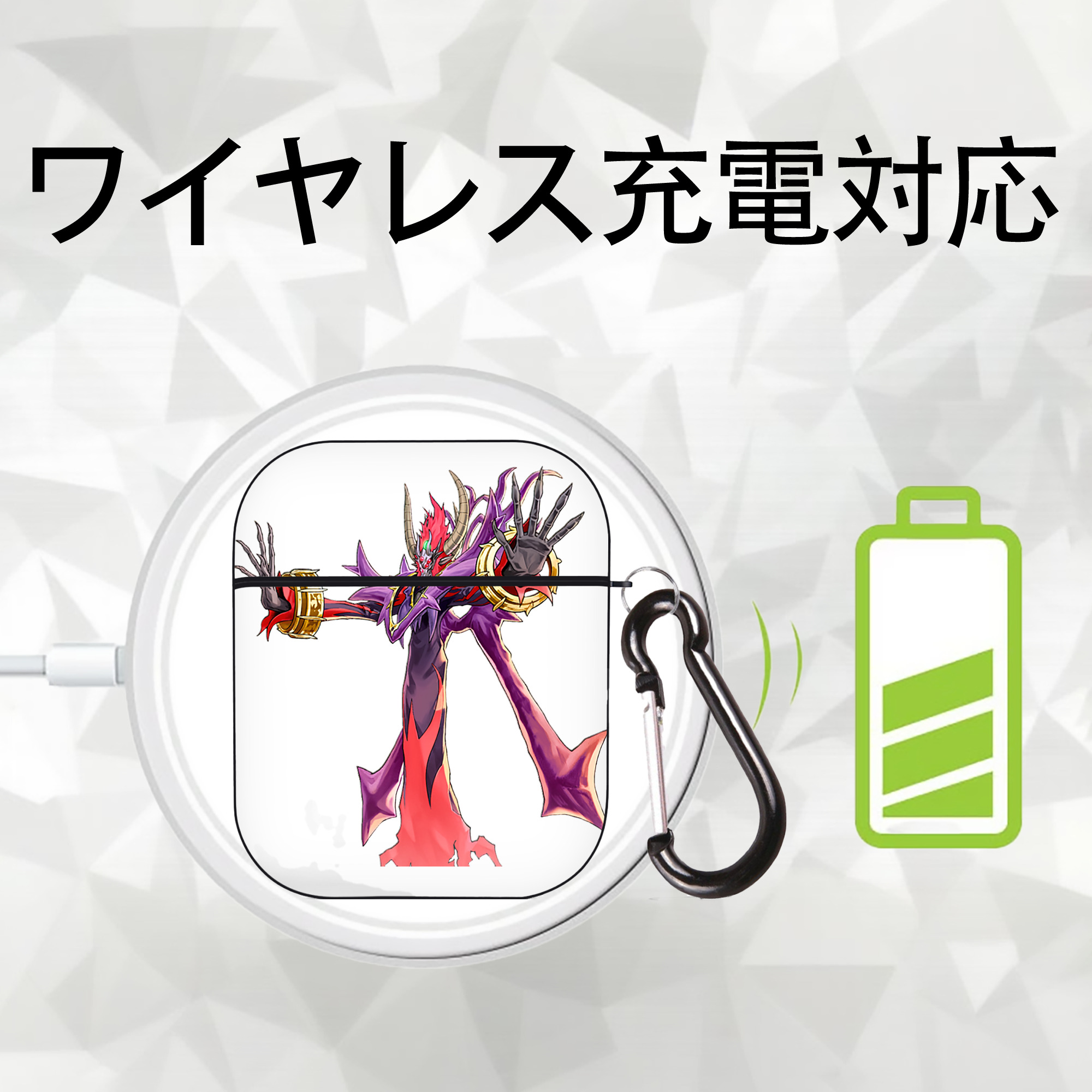 遊☆戯☆王 Yu-Gi-Oh! AirPods 第2世代保護ケース ハードシェル ブラック 耐衝撃・防指紋・カラビナ付き