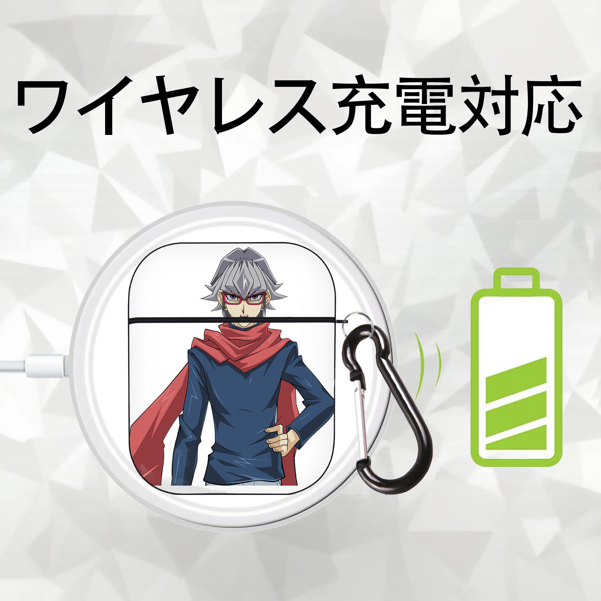 遊☆戯☆王 Yu-Gi-Oh! AirPods 第2世代保護ケース ハードシェル ブラック 耐衝撃・防指紋・カラビナ付き