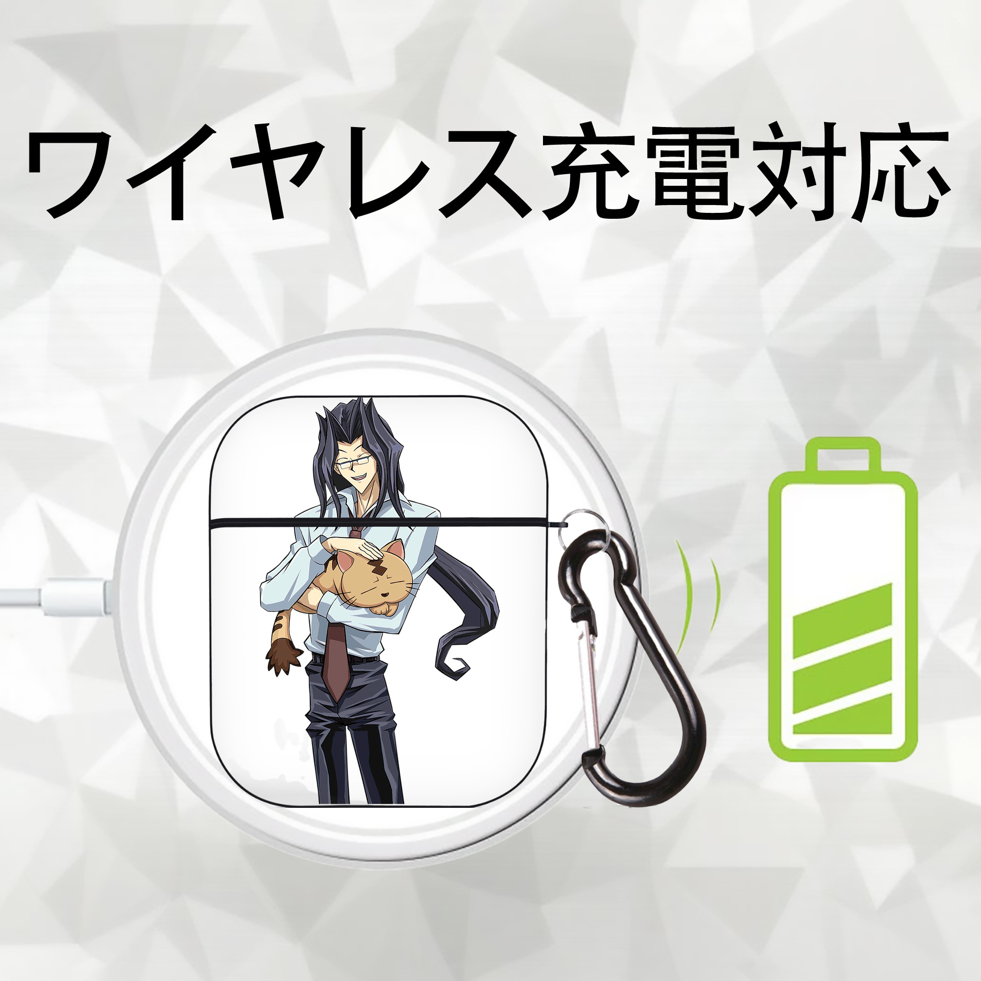 遊☆戯☆王 Yu-Gi-Oh! AirPods 第2世代保護ケース ハードシェル ブラック 耐衝撃・防指紋・カラビナ付き