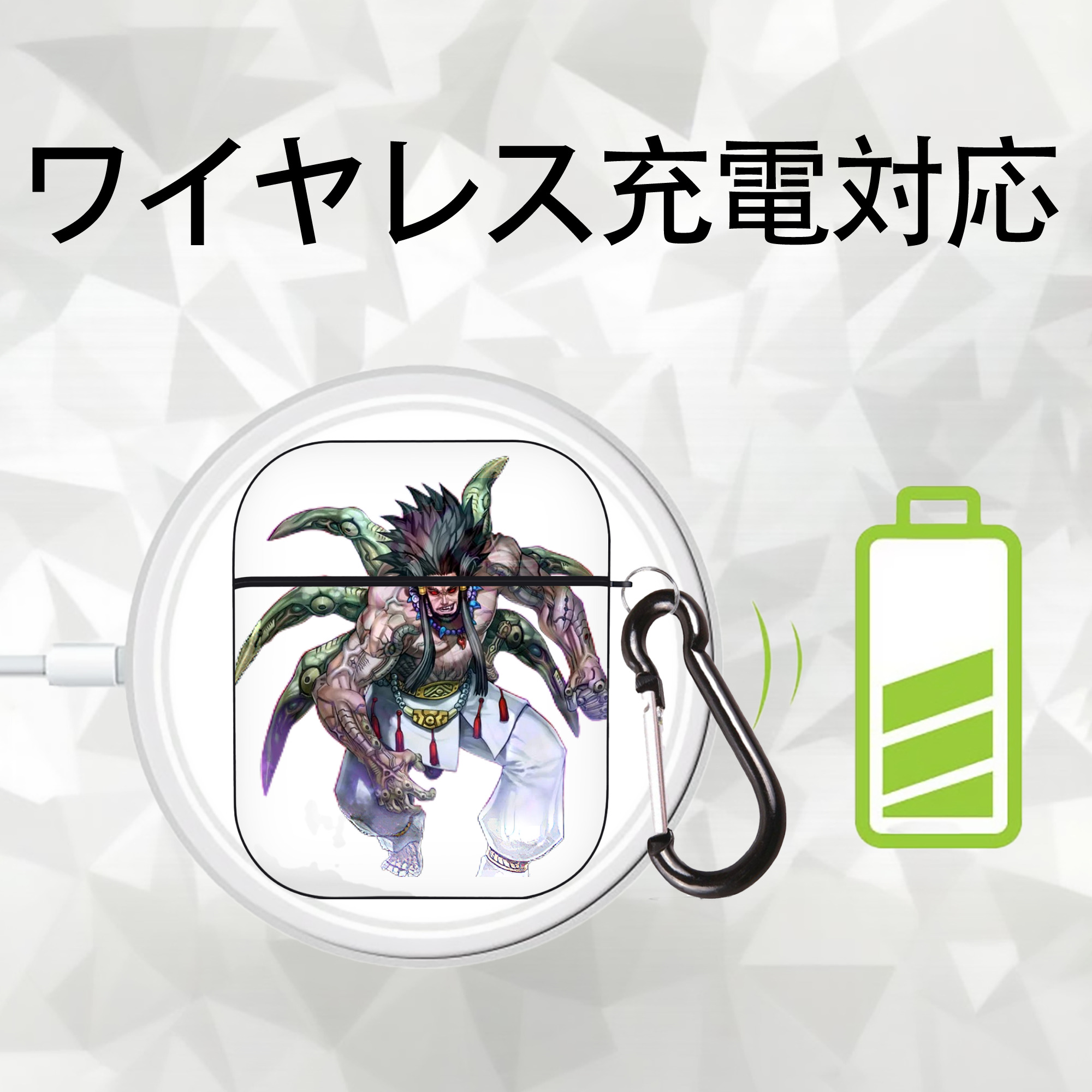 遊☆戯☆王 Yu-Gi-Oh! AirPods 第2世代保護ケース ハードシェル ブラック 耐衝撃・防指紋・カラビナ付き