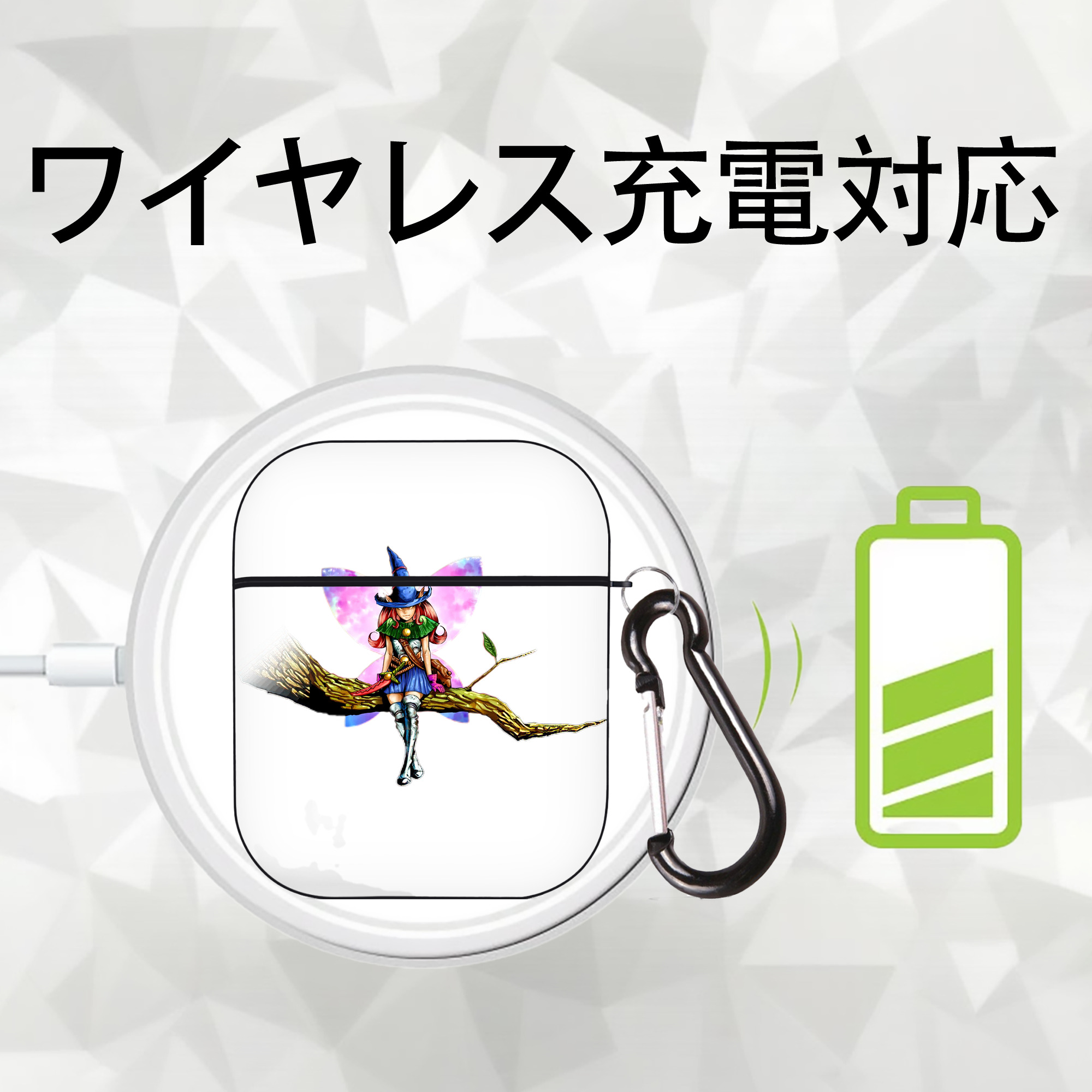 遊☆戯☆王 Yu-Gi-Oh! AirPods 第2世代保護ケース ハードシェル ブラック 耐衝撃・防指紋・カラビナ付き