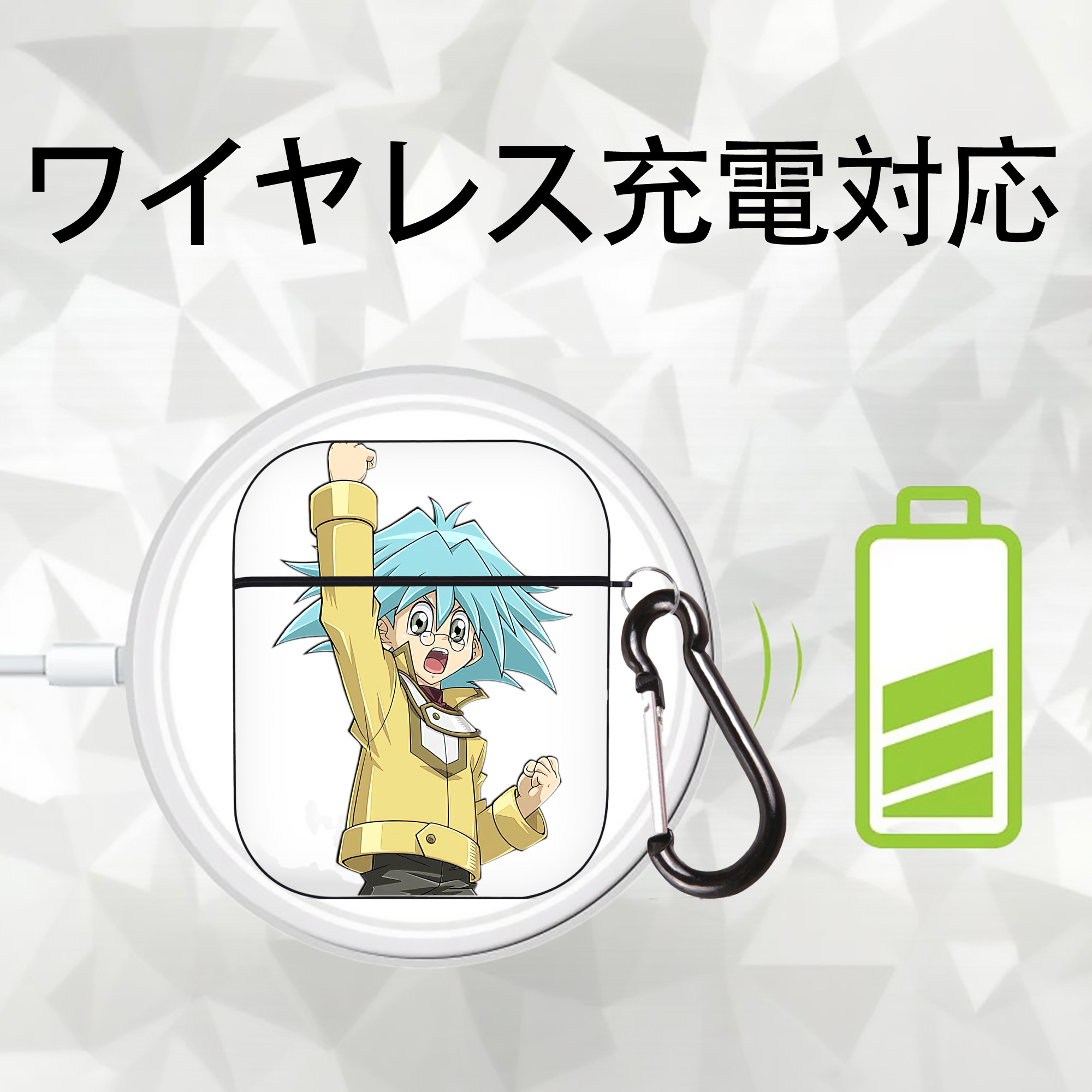 遊☆戯☆王 Yu-Gi-Oh! AirPods 第2世代保護ケース ハードシェル ブラック 耐衝撃・防指紋・カラビナ付き