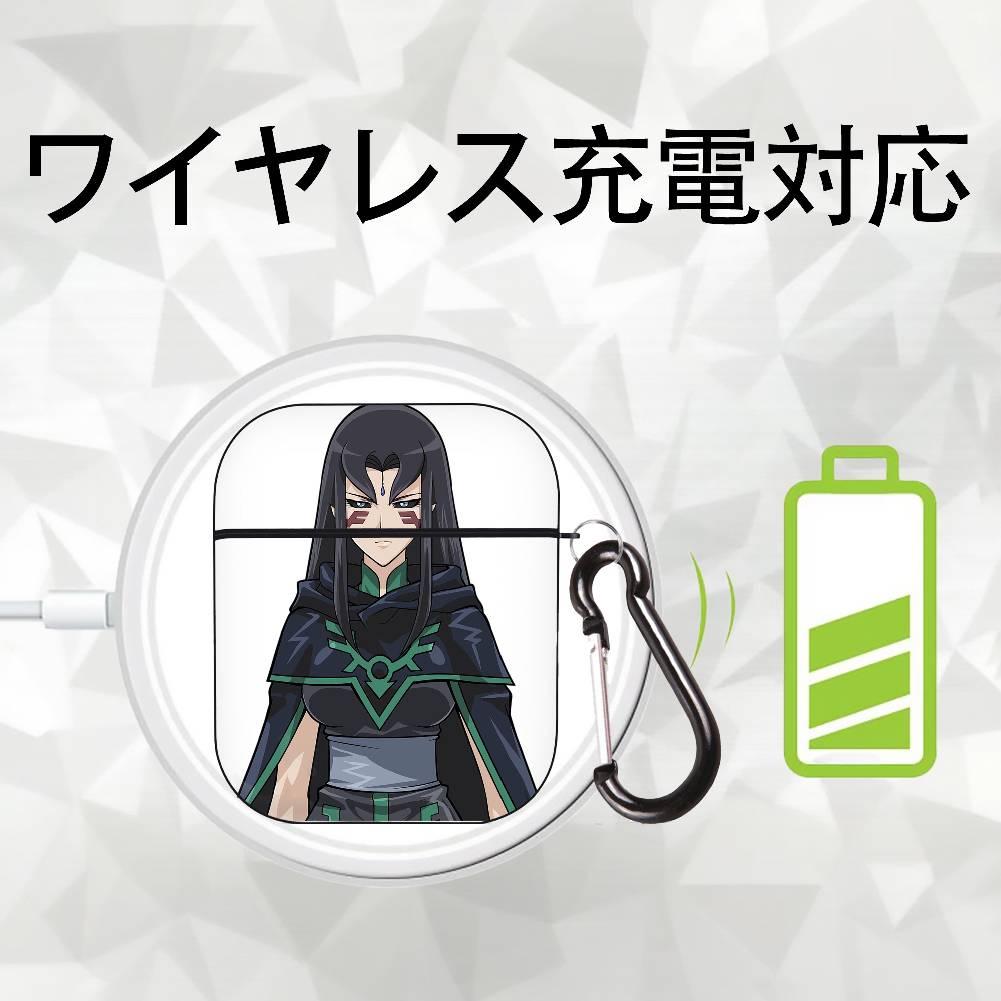 遊☆戯☆王 Yu-Gi-Oh! AirPods 第2世代保護ケース ハードシェル ブラック 耐衝撃・防指紋・カラビナ付き