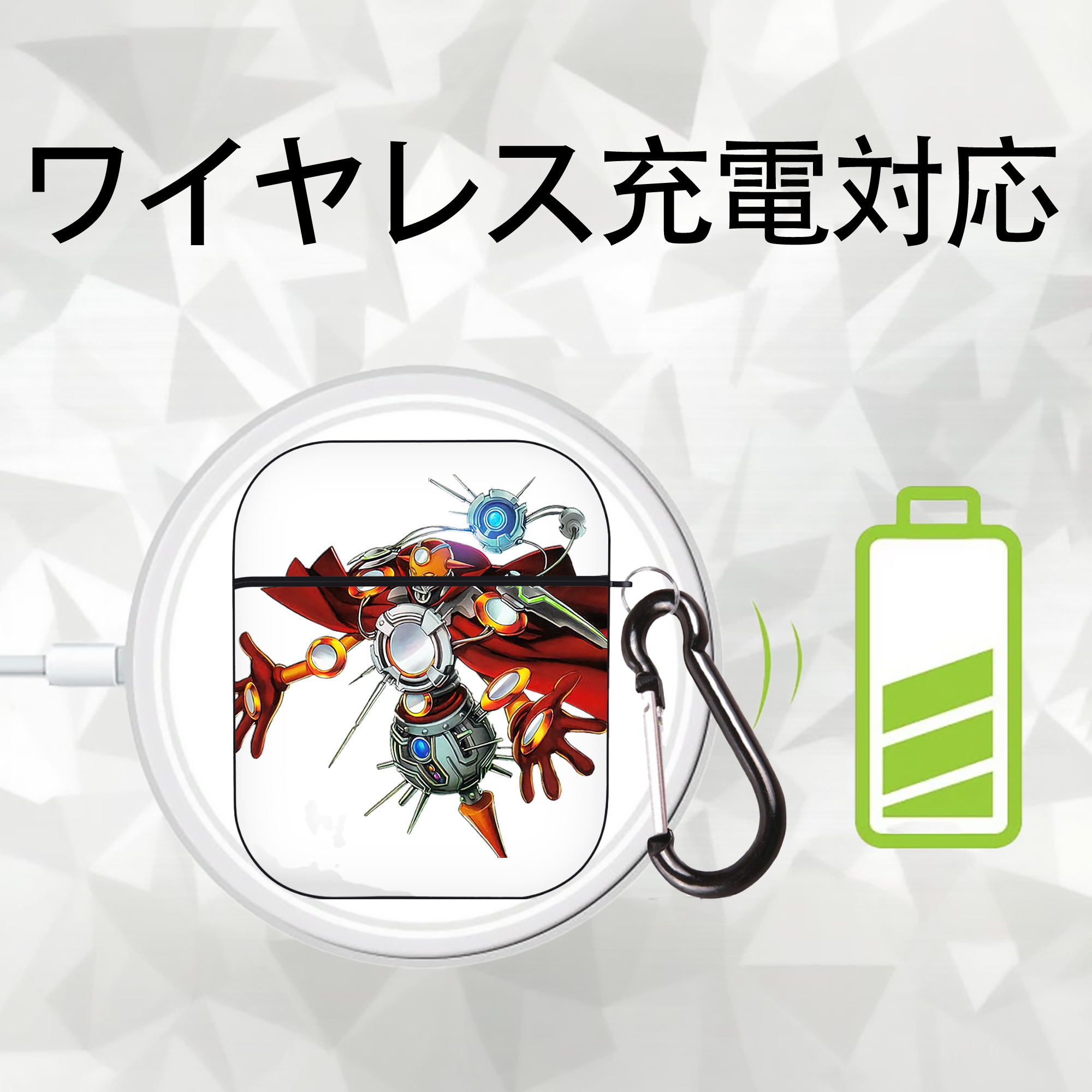 遊☆戯☆王 Yu-Gi-Oh! AirPods 第2世代保護ケース ハードシェル ブラック 耐衝撃・防指紋・カラビナ付き