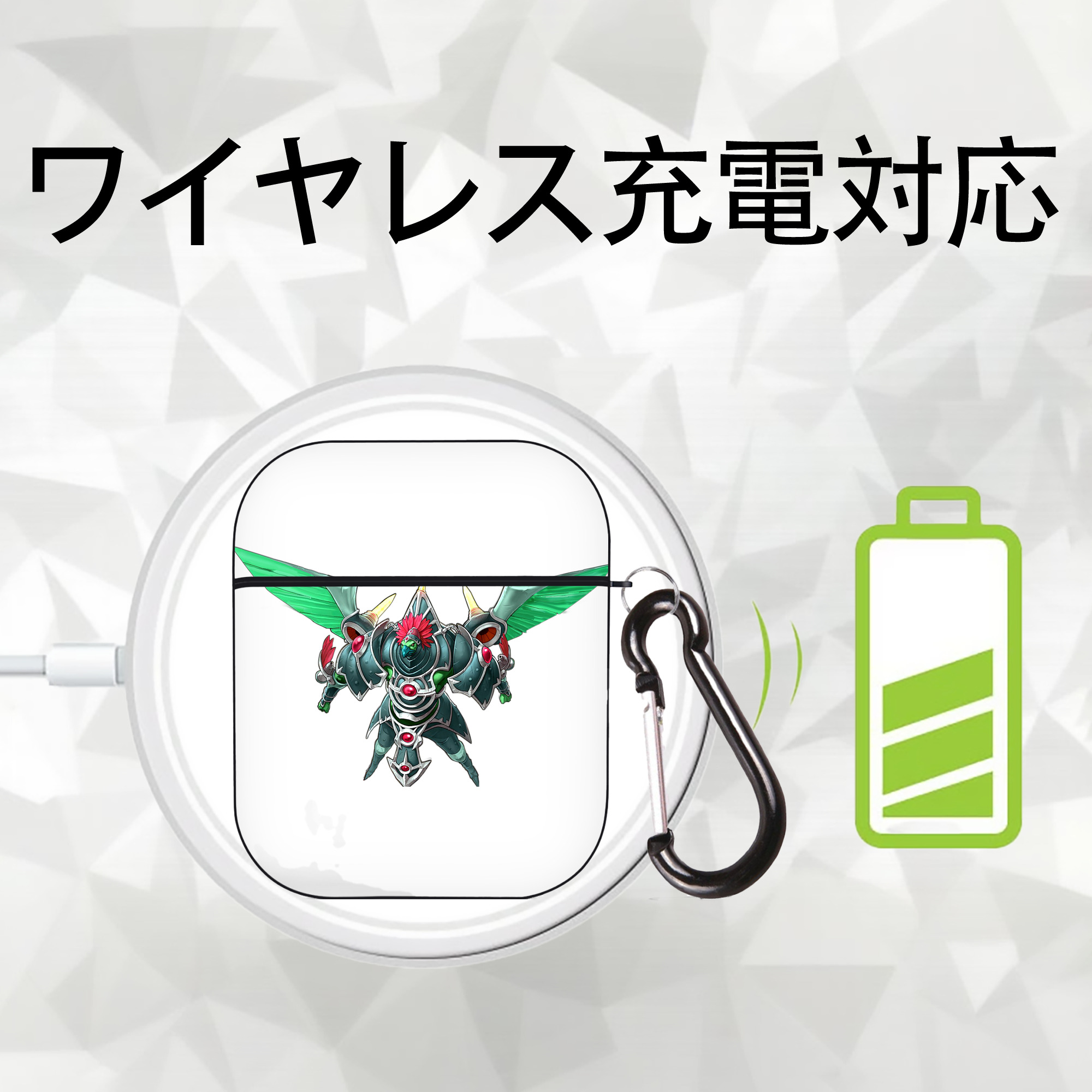 遊☆戯☆王 Yu-Gi-Oh! AirPods 第2世代保護ケース ハードシェル ブラック 耐衝撃・防指紋・カラビナ付き