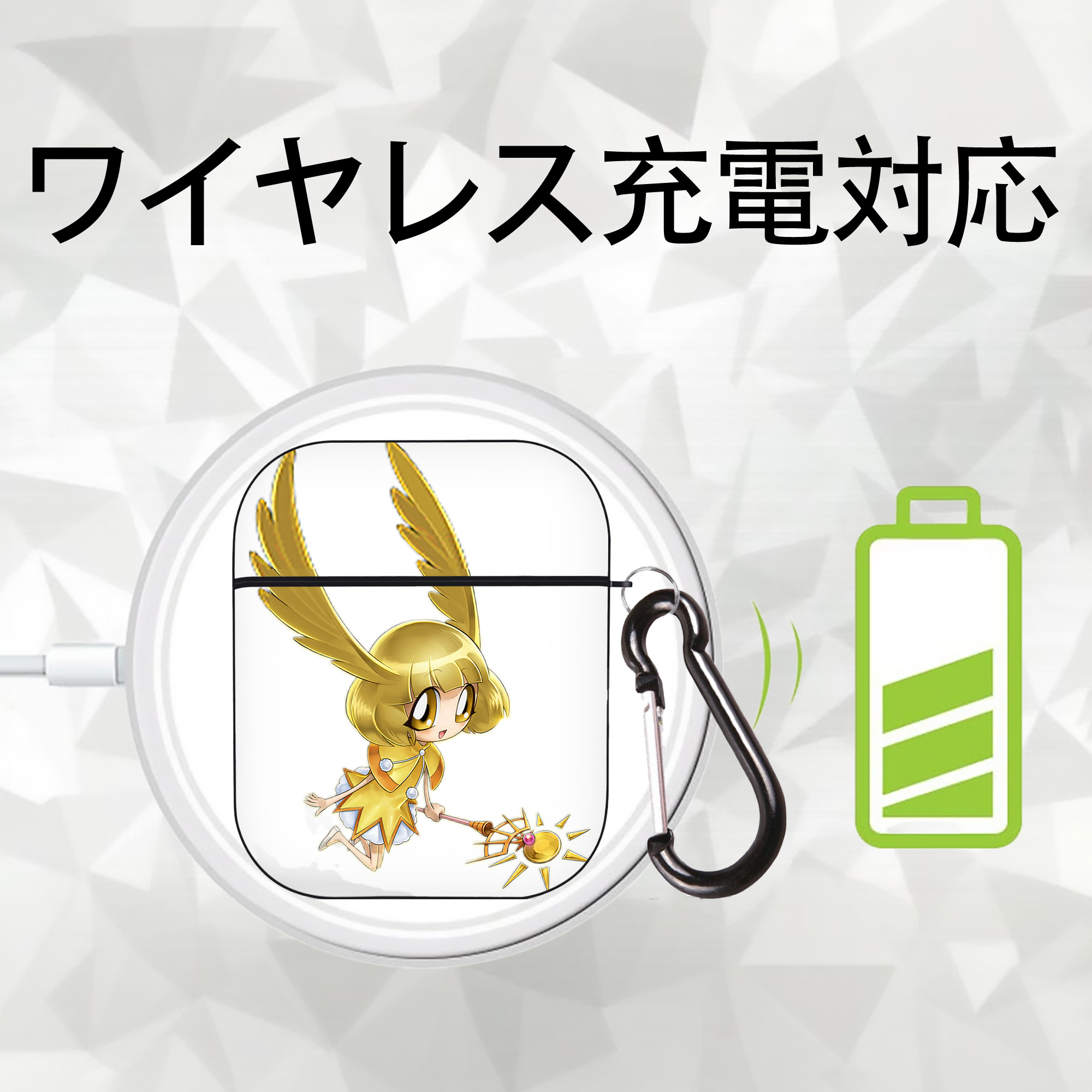遊☆戯☆王 Yu-Gi-Oh! AirPods 第2世代保護ケース ハードシェル ブラック 耐衝撃・防指紋・カラビナ付き