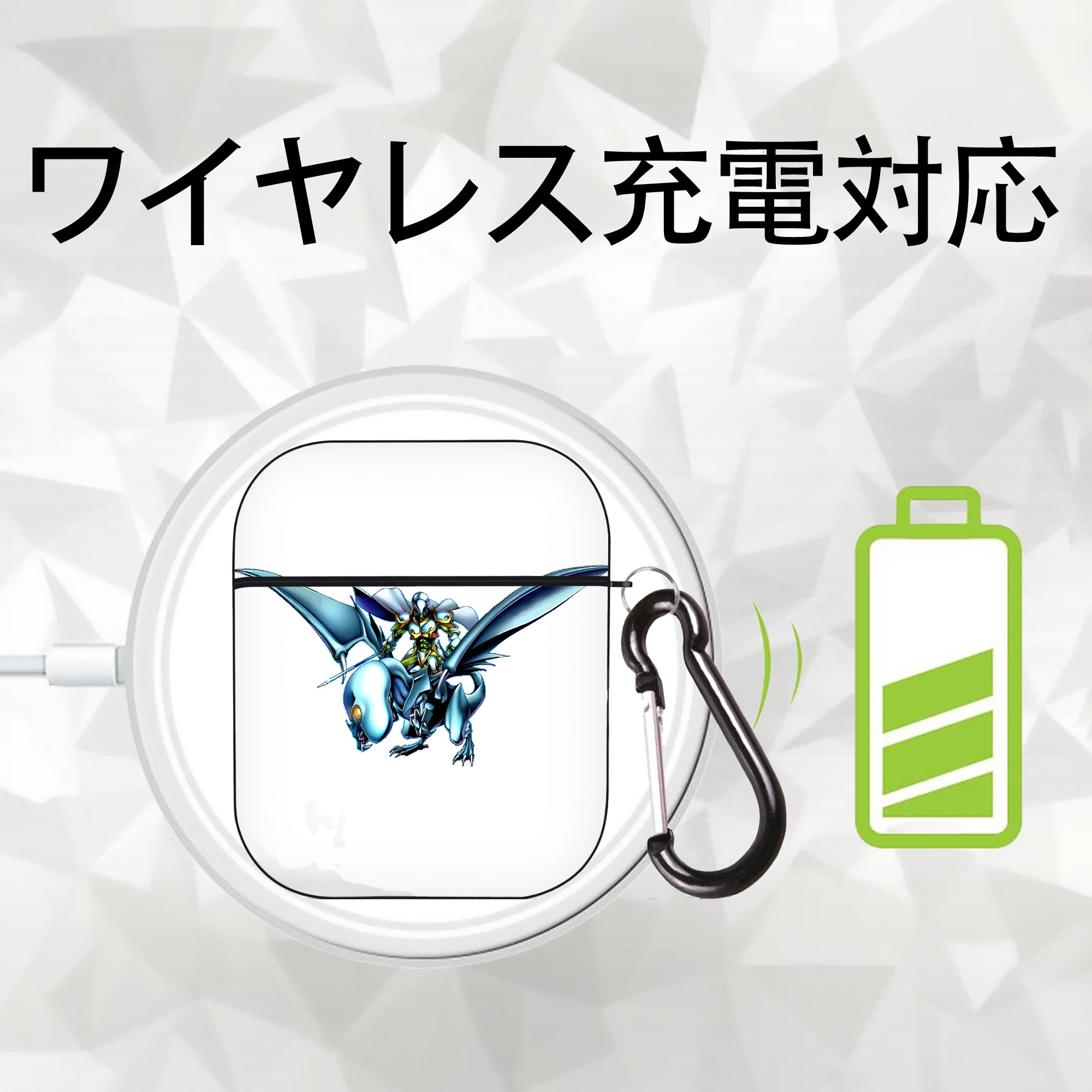 遊☆戯☆王 Yu-Gi-Oh! AirPods 第2世代保護ケース ハードシェル ブラック 耐衝撃・防指紋・カラビナ付き