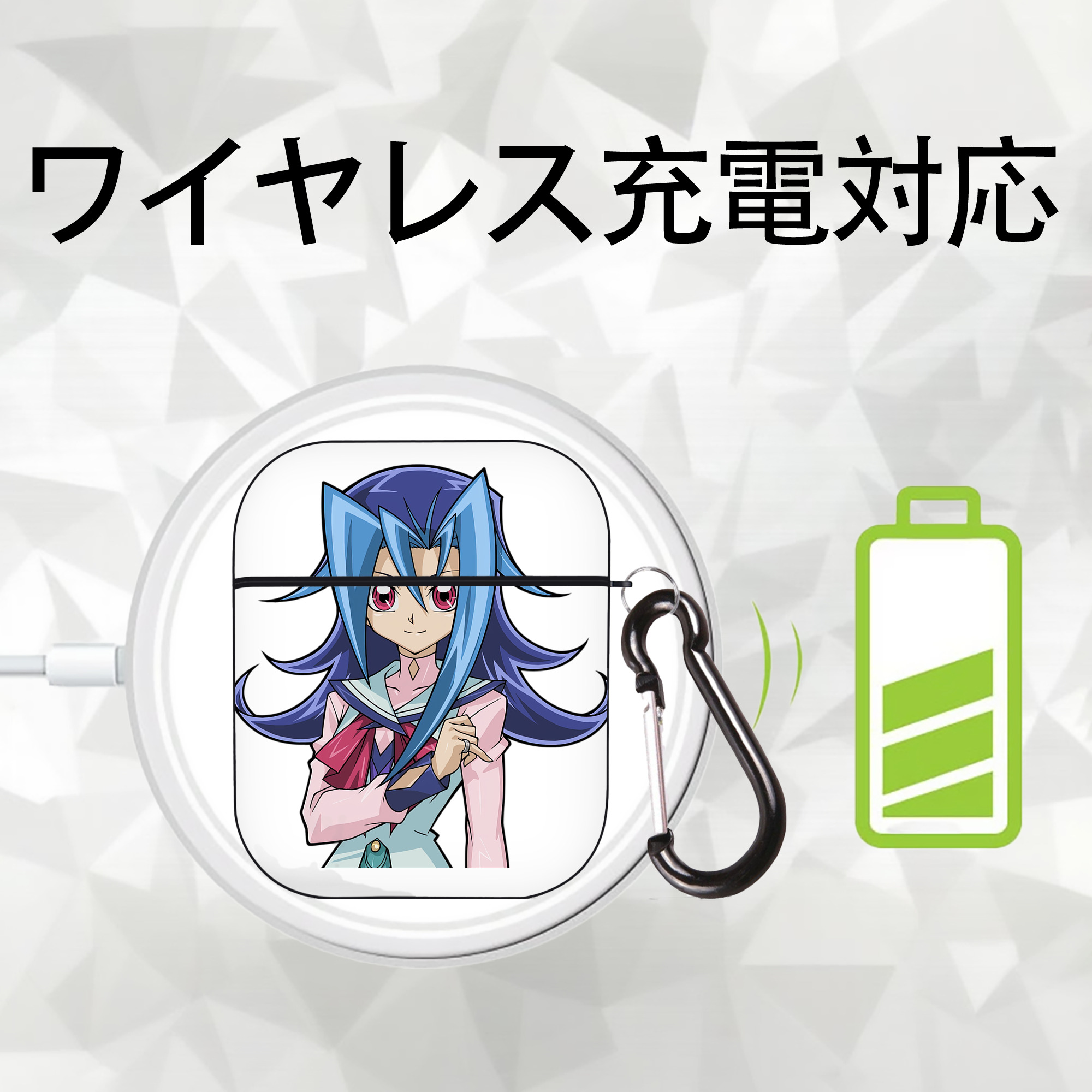遊☆戯☆王 Yu-Gi-Oh! AirPods 第2世代保護ケース ハードシェル ブラック 耐衝撃・防指紋・カラビナ付き
