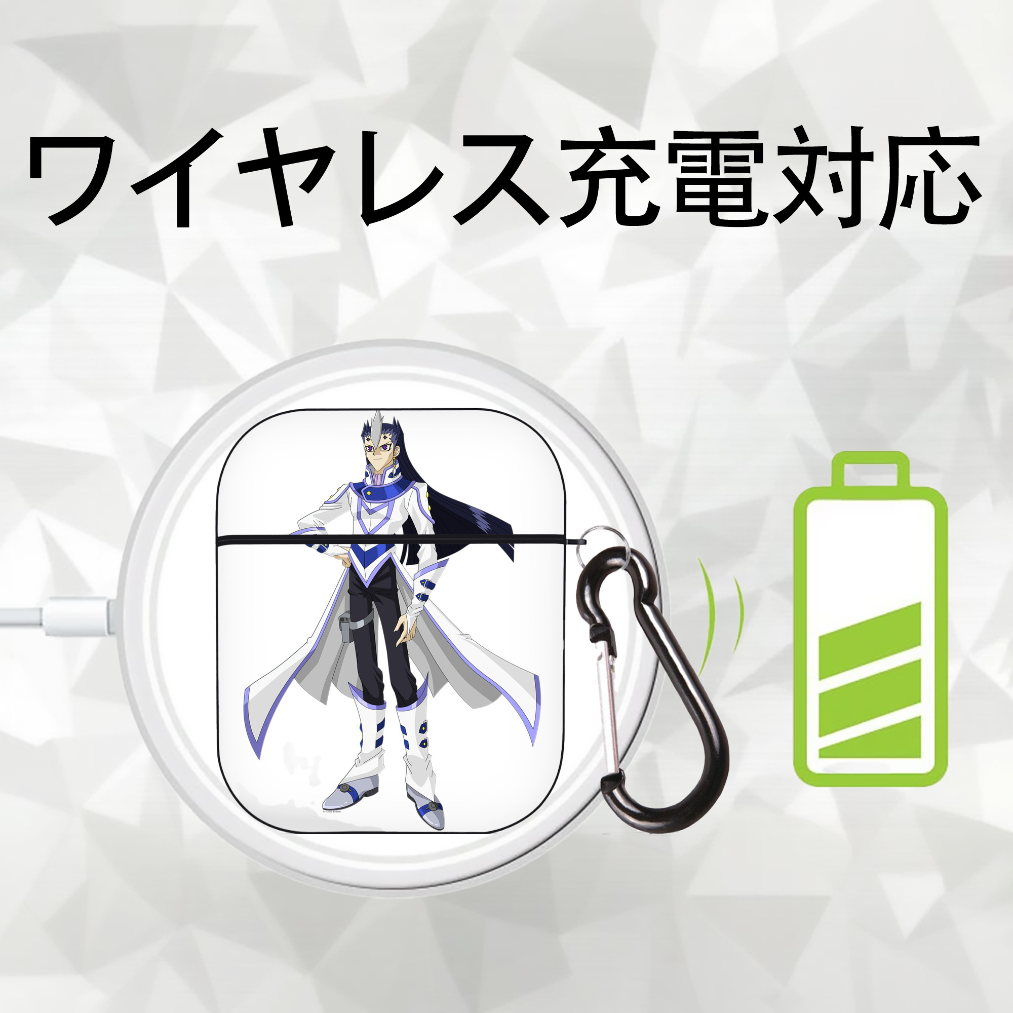遊☆戯☆王 Yu-Gi-Oh! AirPods 第2世代保護ケース ハードシェル ブラック 耐衝撃・防指紋・カラビナ付き