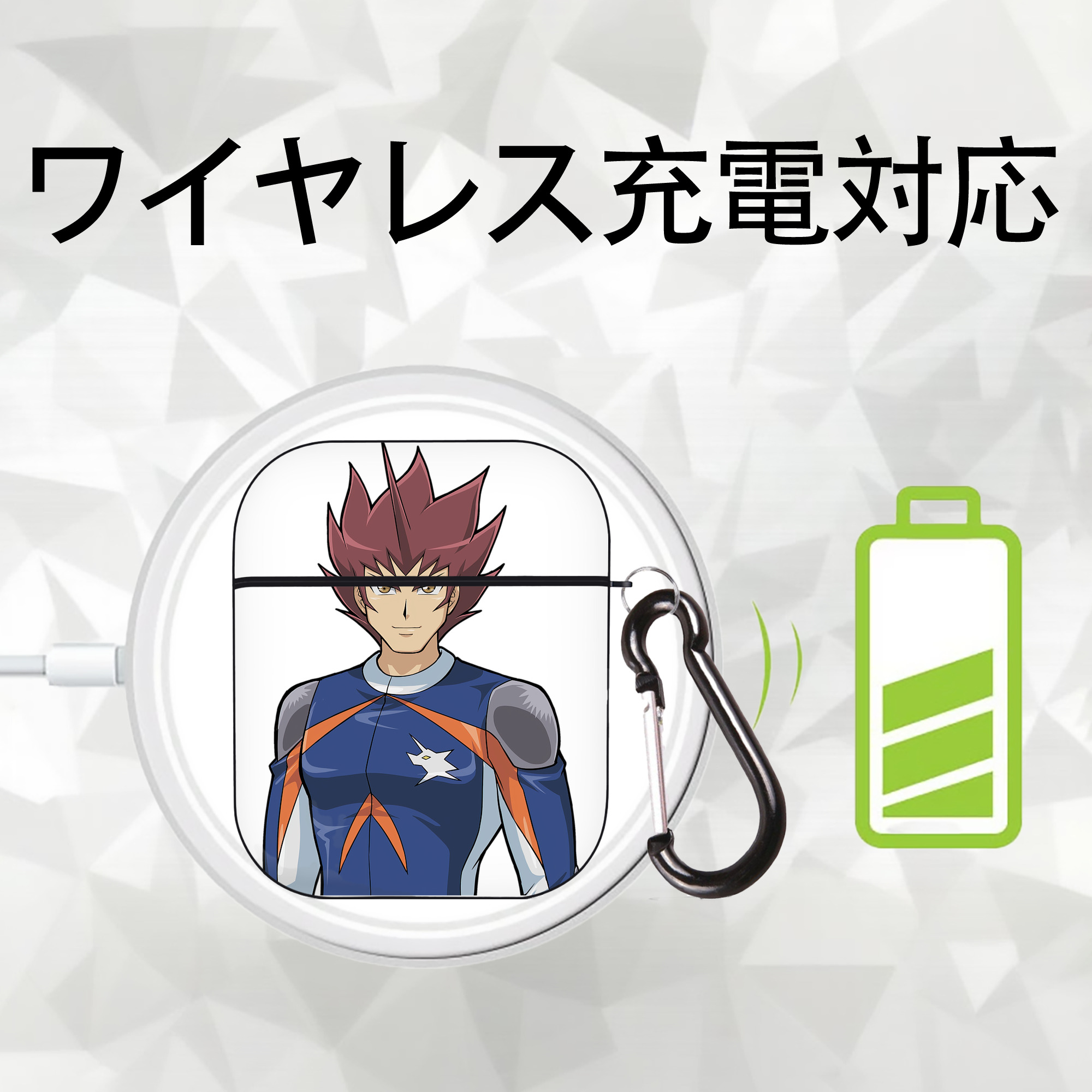 遊☆戯☆王 Yu-Gi-Oh! AirPods 第2世代保護ケース ハードシェル ブラック 耐衝撃・防指紋・カラビナ付き