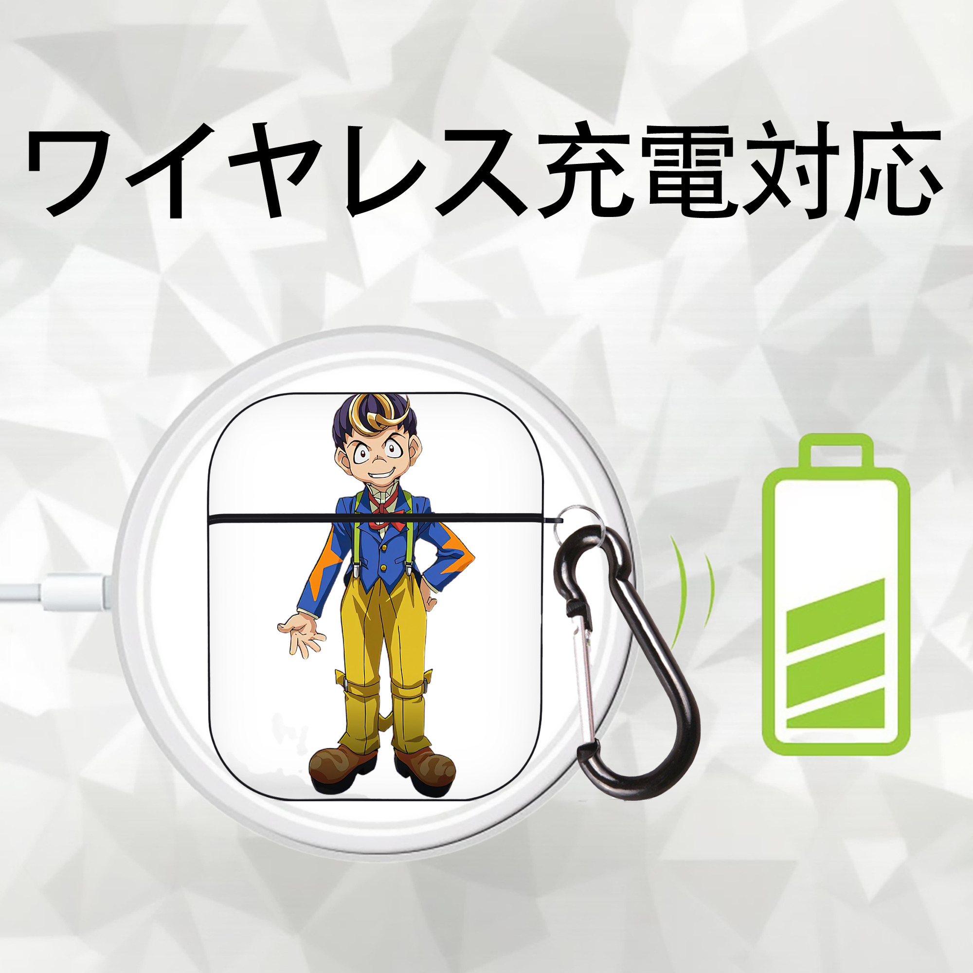 遊☆戯☆王 Yu-Gi-Oh! AirPods 第2世代保護ケース ハードシェル ブラック 耐衝撃・防指紋・カラビナ付き