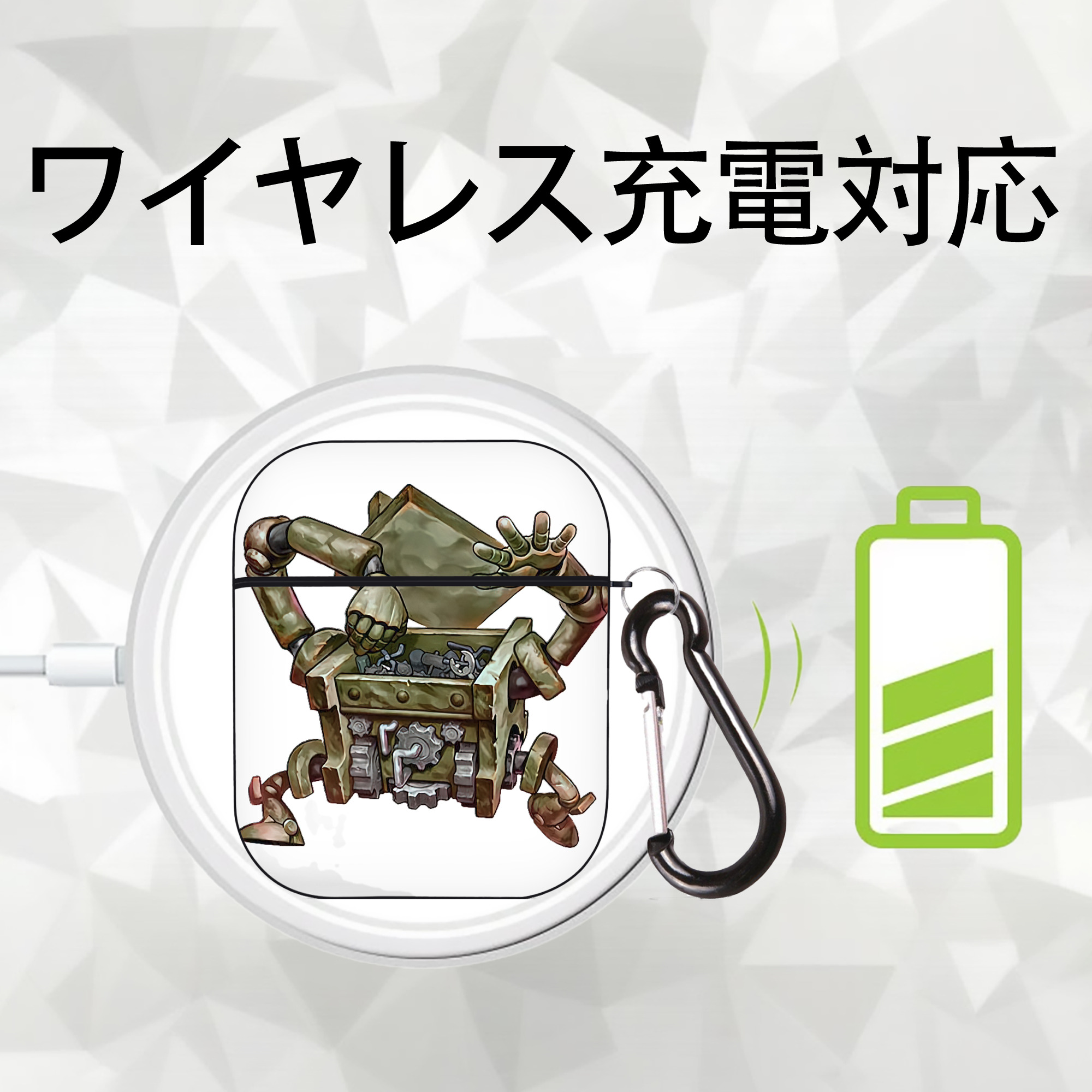 遊☆戯☆王 Yu-Gi-Oh! AirPods 第2世代保護ケース ハードシェル ブラック 耐衝撃・防指紋・カラビナ付き