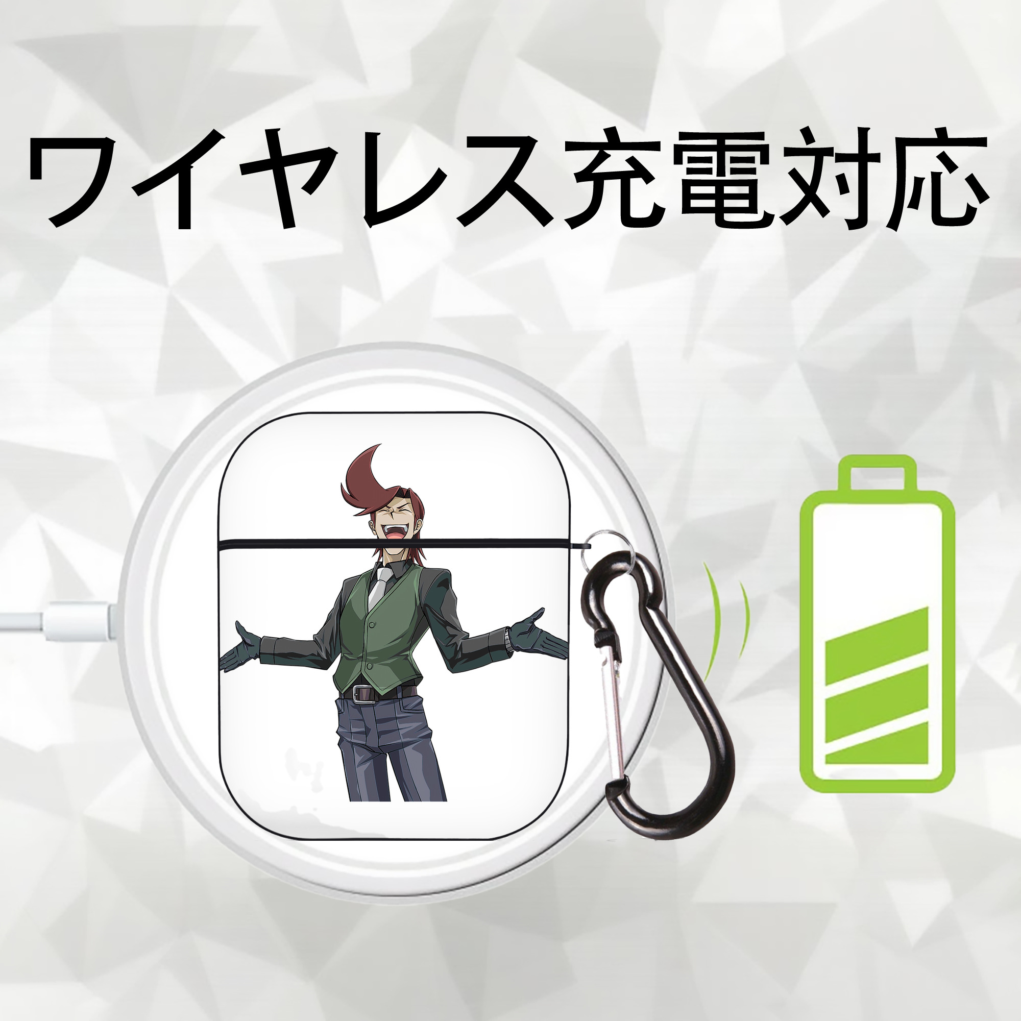 遊☆戯☆王 Yu-Gi-Oh! AirPods 第2世代保護ケース ハードシェル ブラック 耐衝撃・防指紋・カラビナ付き