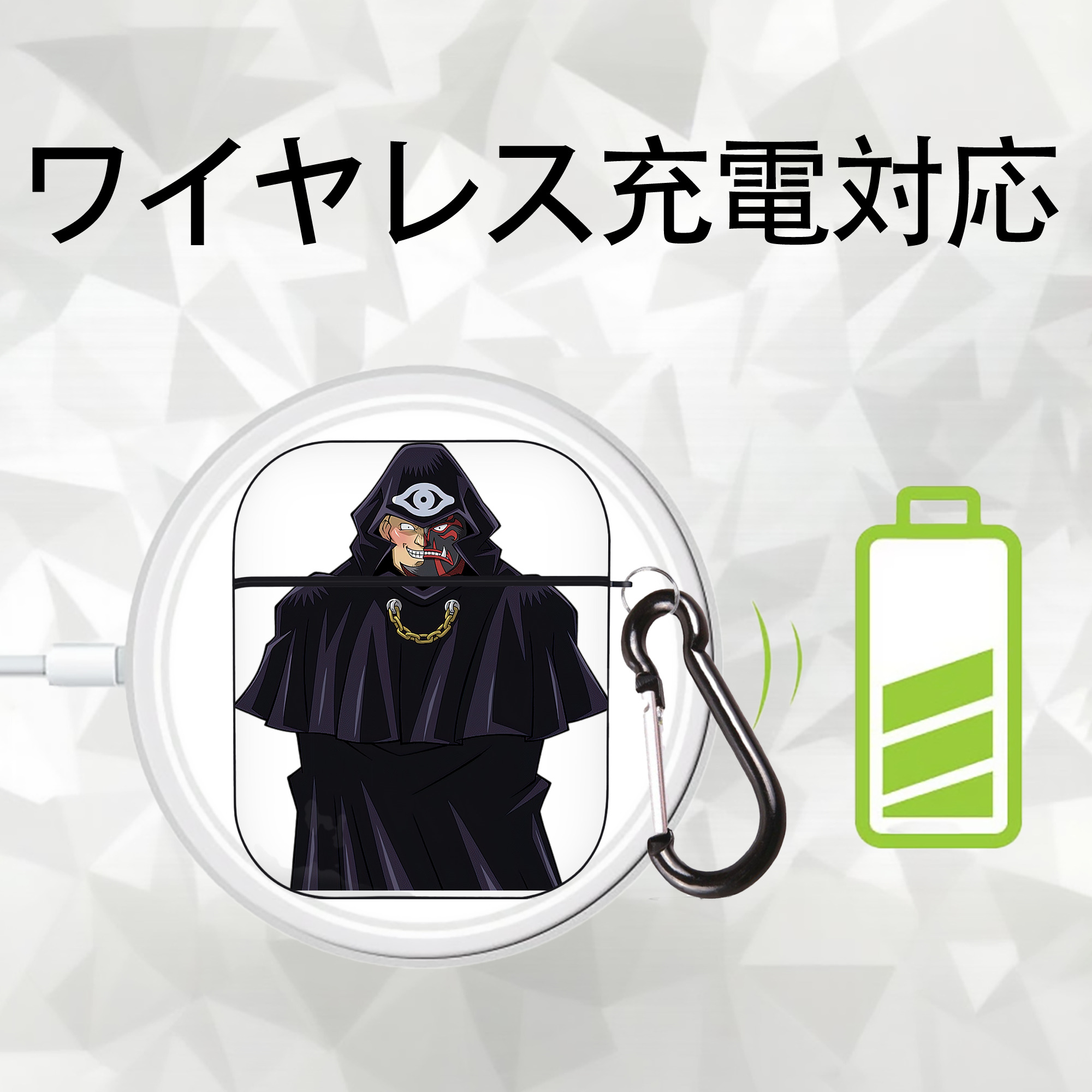 遊☆戯☆王 Yu-Gi-Oh! AirPods 第2世代保護ケース ハードシェル ブラック 耐衝撃・防指紋・カラビナ付き