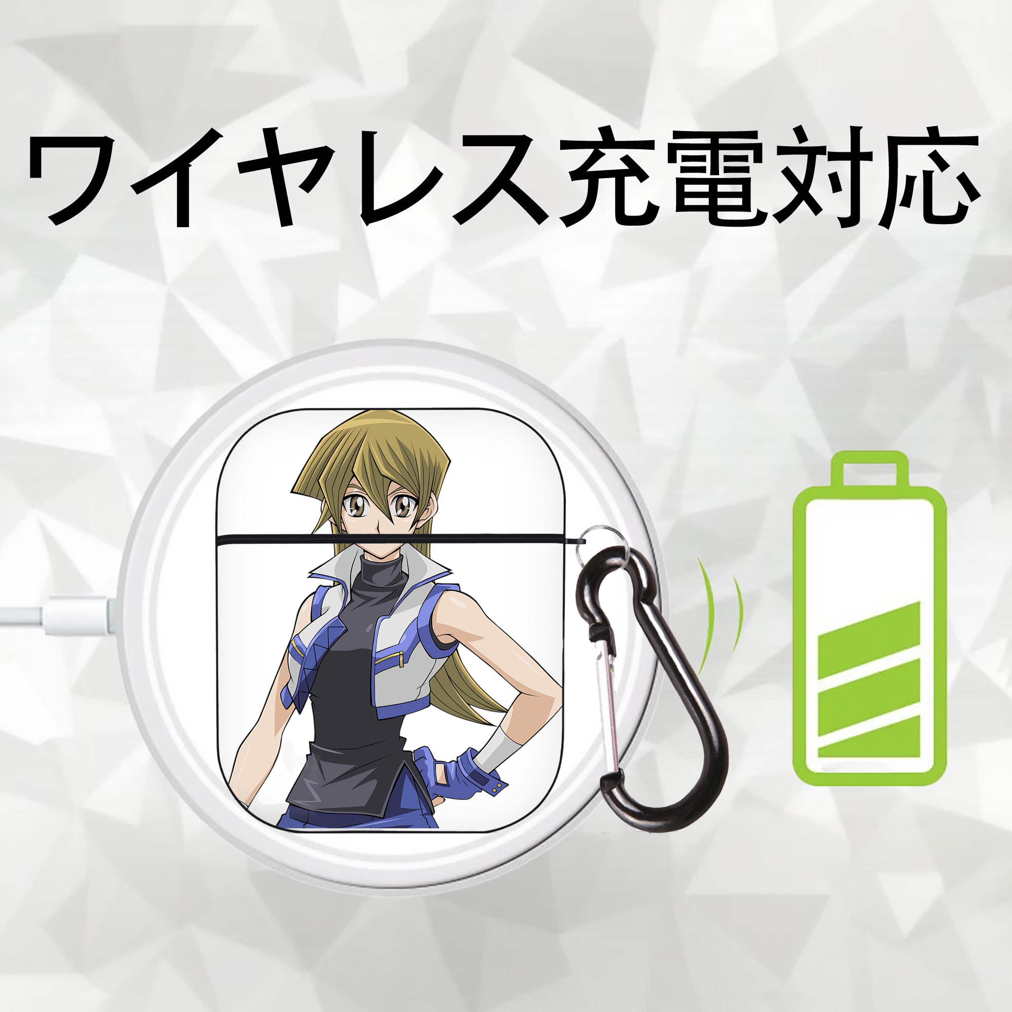 遊☆戯☆王 Yu-Gi-Oh! AirPods 第2世代保護ケース ハードシェル ブラック 耐衝撃・防指紋・カラビナ付き