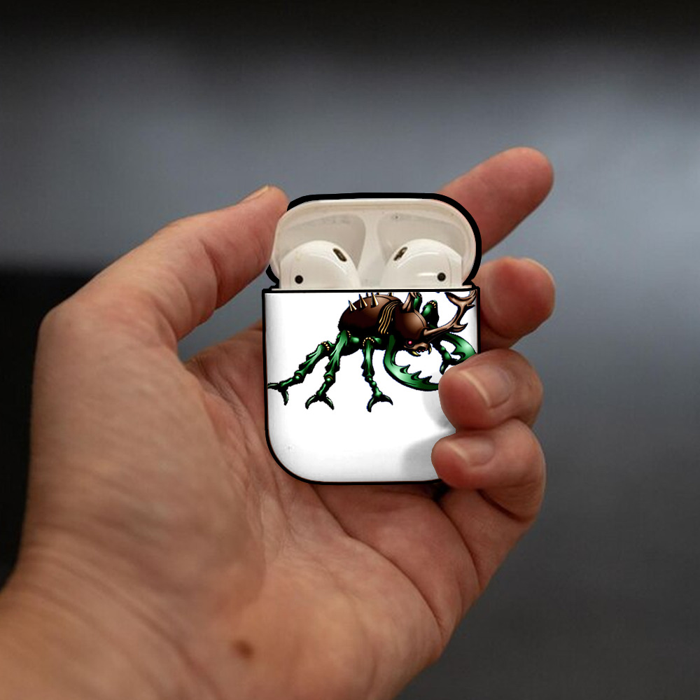 遊☆戯☆王 Yu-Gi-Oh! AirPods 第2世代保護ケース ハードシェル ブラック 耐衝撃・防指紋・カラビナ付き