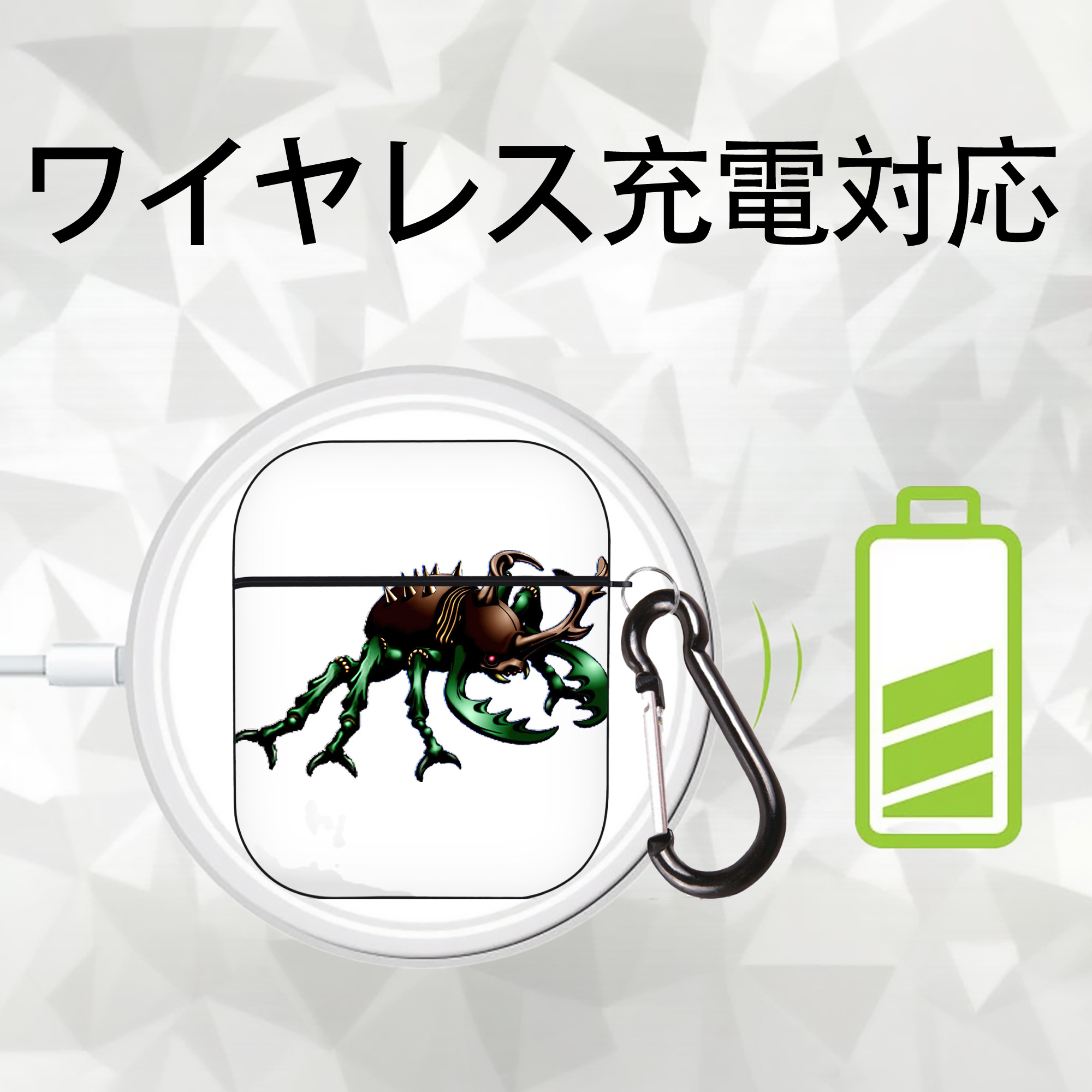 遊☆戯☆王 Yu-Gi-Oh! AirPods 第2世代保護ケース ハードシェル ブラック 耐衝撃・防指紋・カラビナ付き