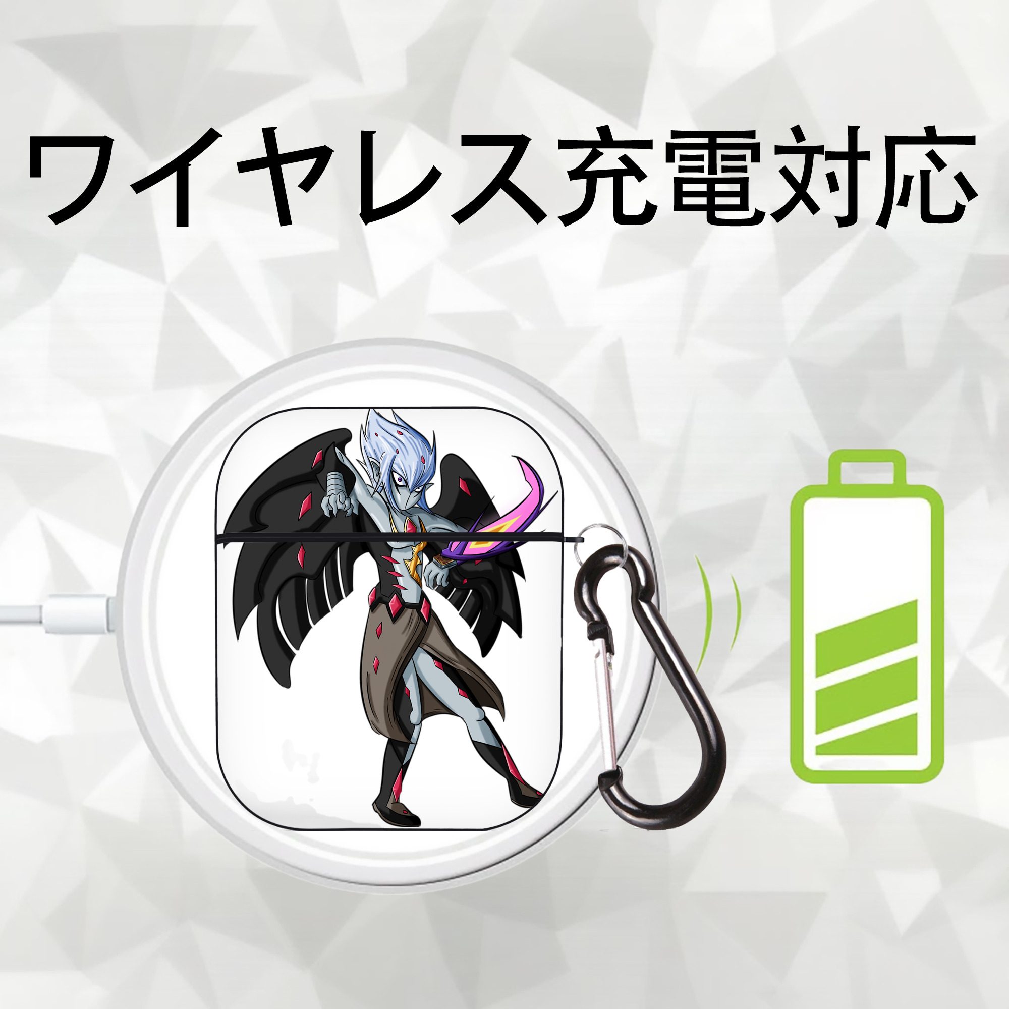 遊☆戯☆王 Yu-Gi-Oh! AirPods 第2世代保護ケース ハードシェル ブラック 耐衝撃・防指紋・カラビナ付き