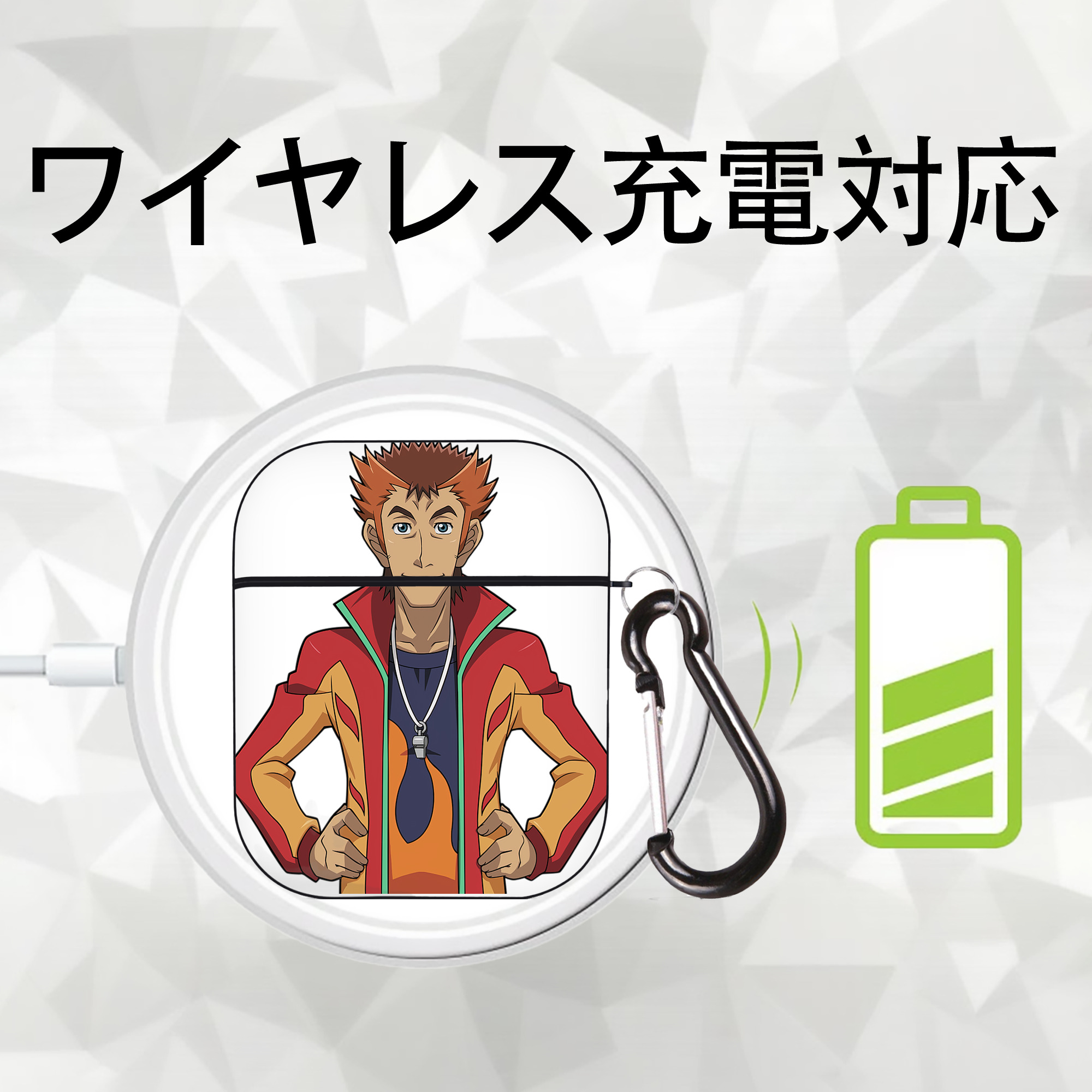 遊☆戯☆王 Yu-Gi-Oh! AirPods 第2世代保護ケース ハードシェル ブラック 耐衝撃・防指紋・カラビナ付き