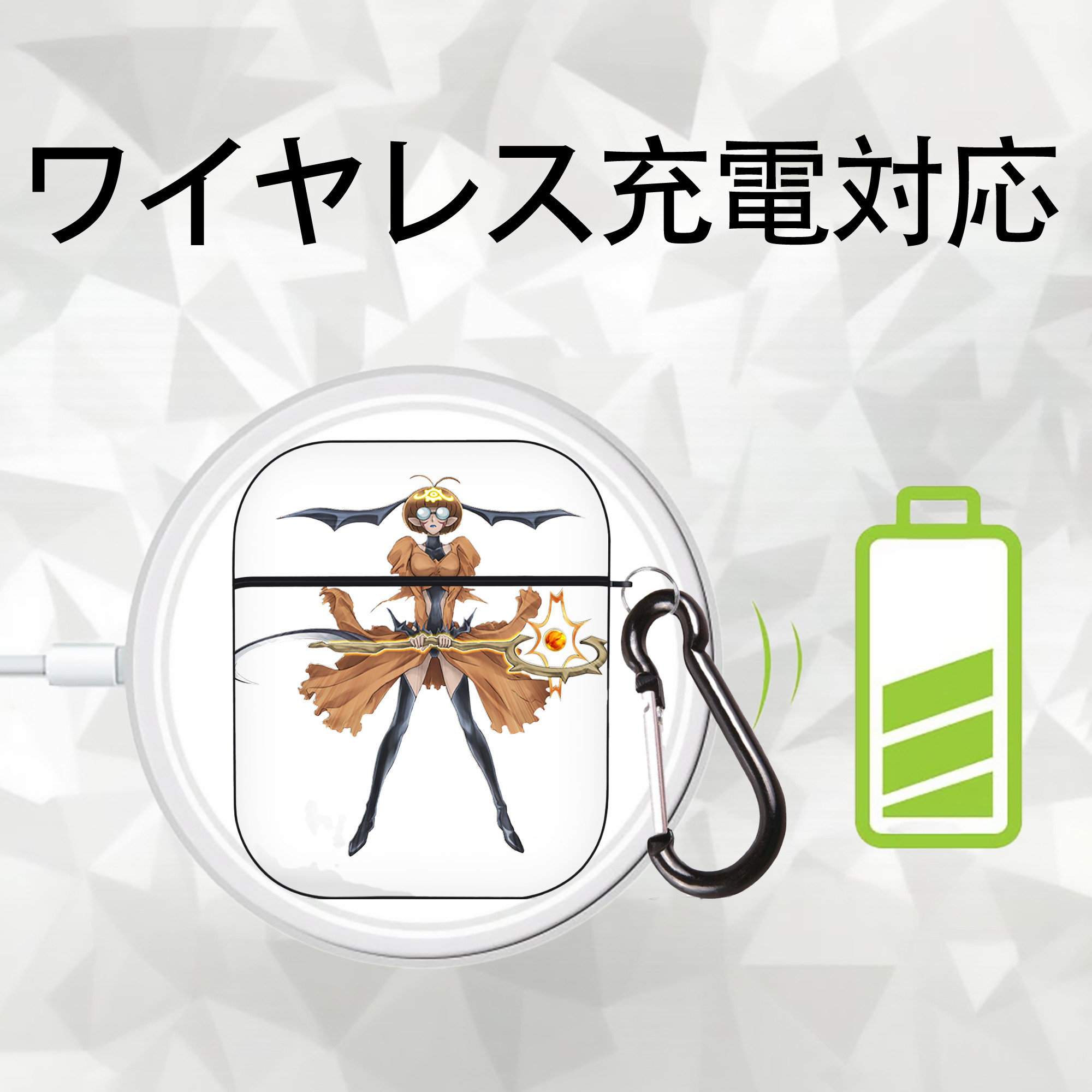 遊☆戯☆王 Yu-Gi-Oh! AirPods 第2世代保護ケース ハードシェル ブラック 耐衝撃・防指紋・カラビナ付き
